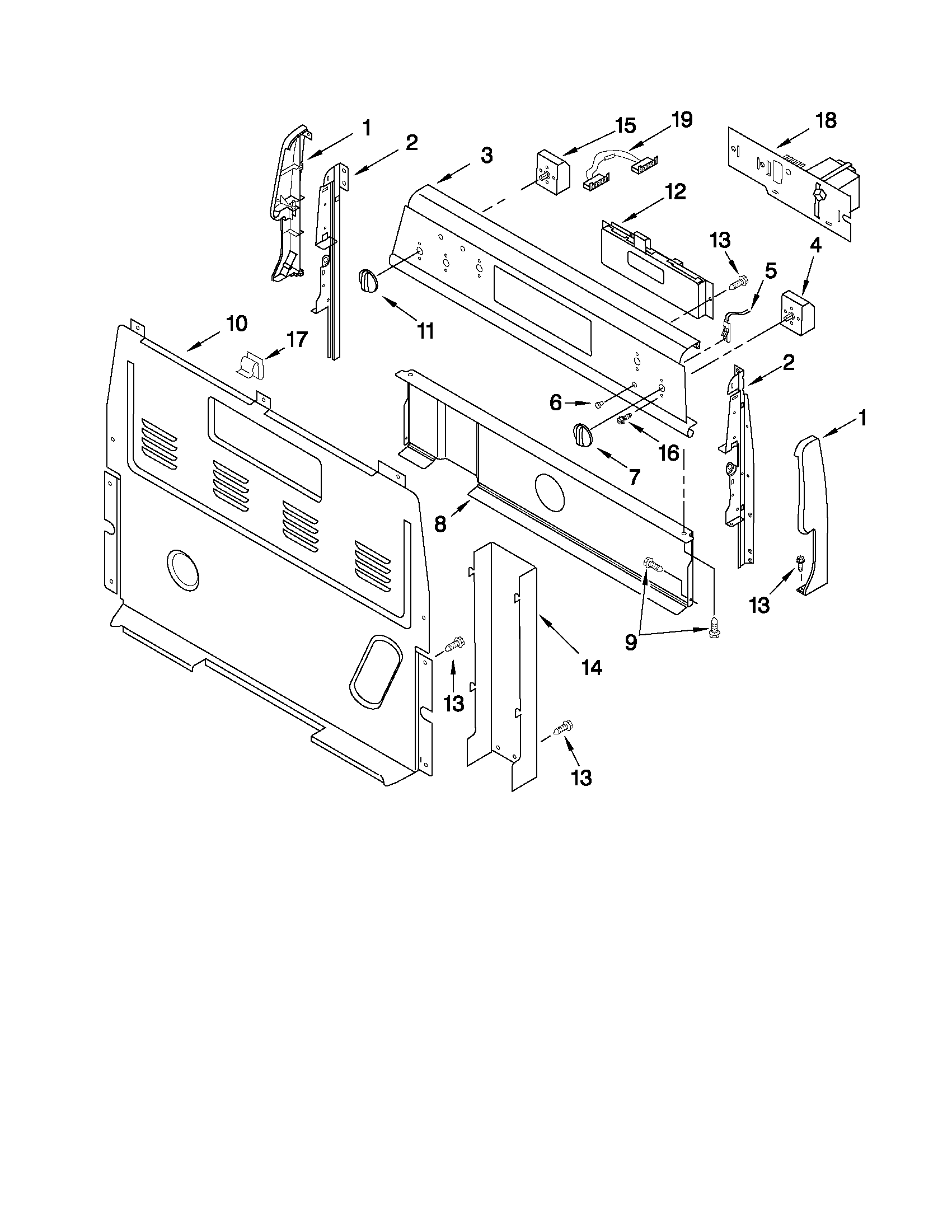Whirlpool RF388LXKB0 control panel parts diagram
