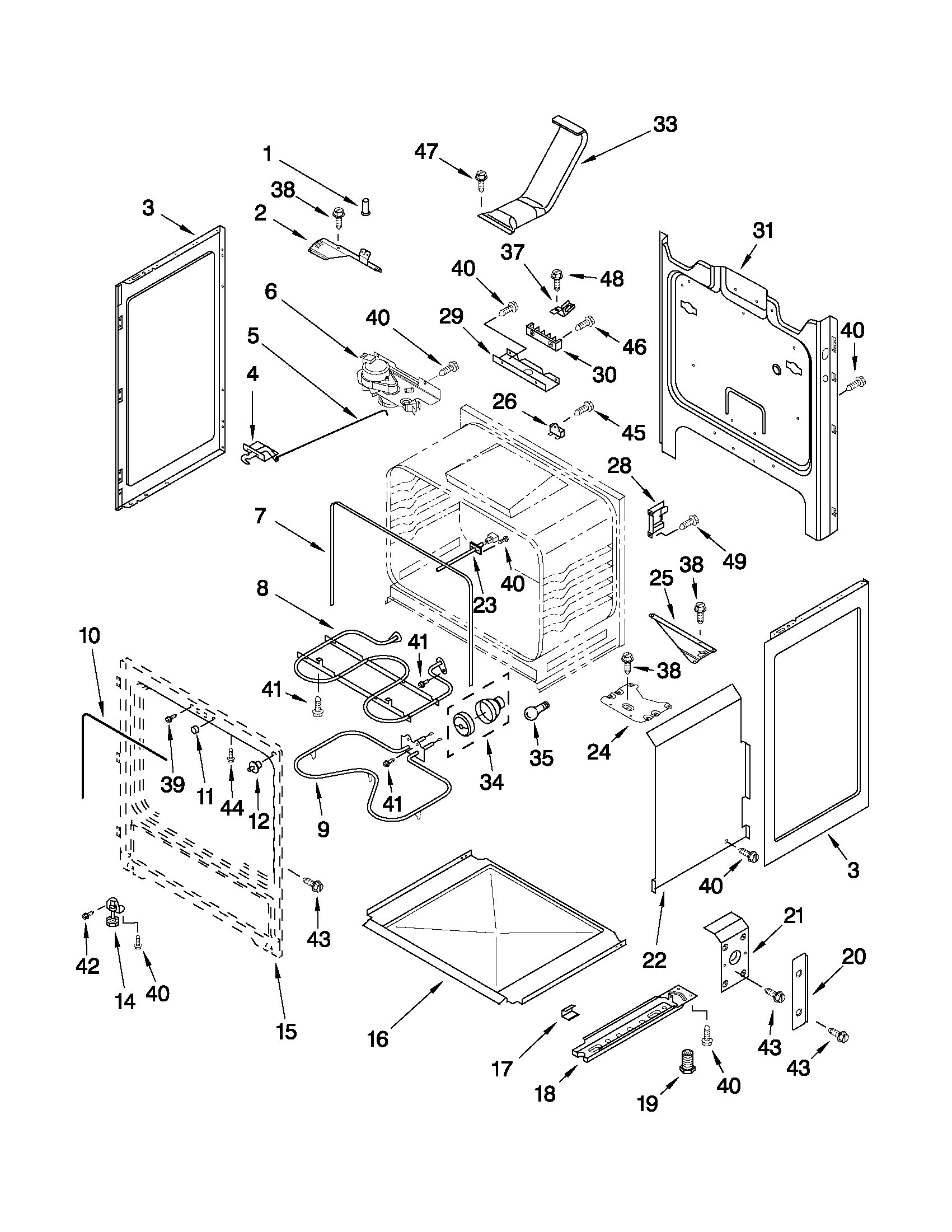 Whirlpool RF388LXKB0 chassis parts diagram