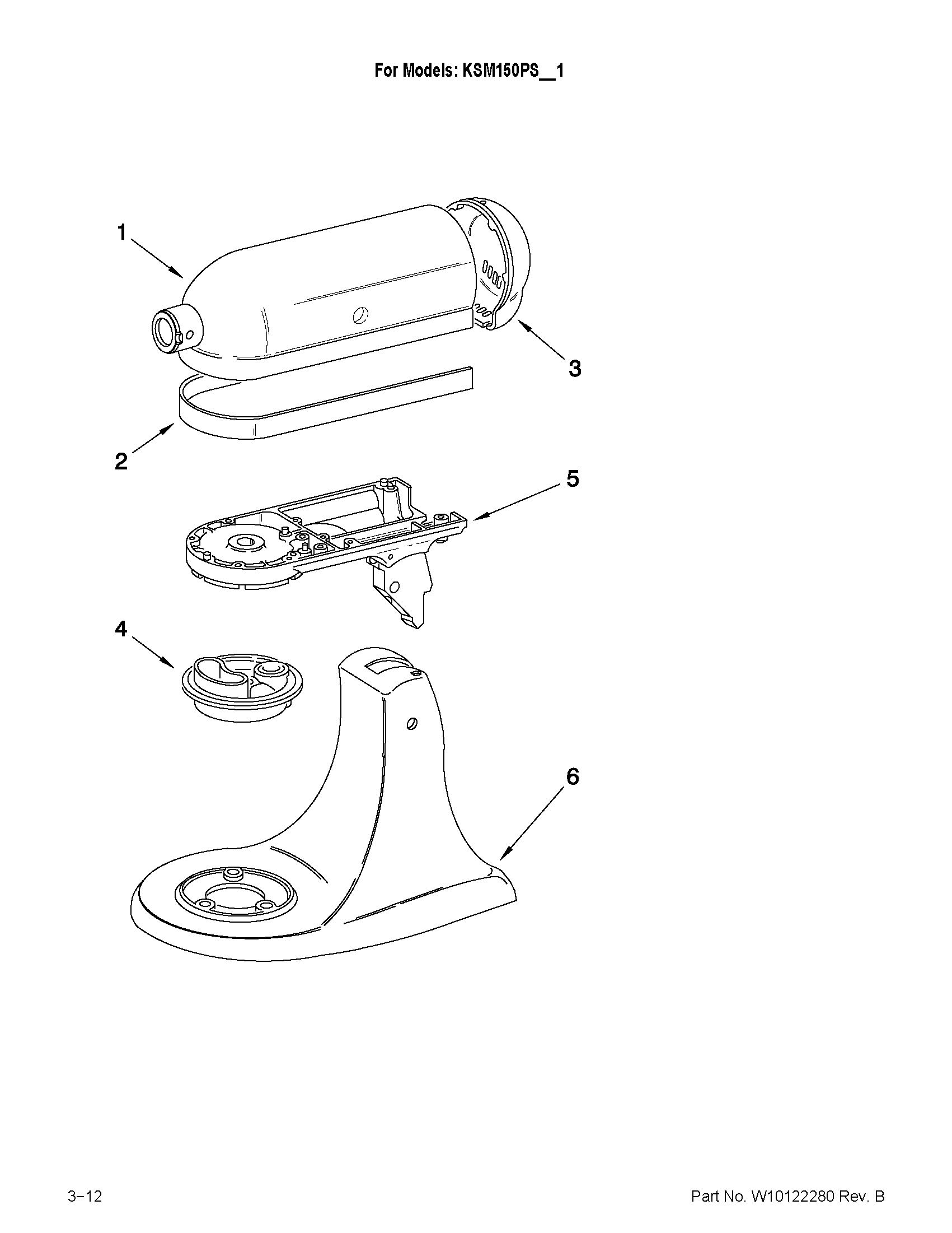 KitchenAid KSM150PSBU1 color variation parts diagram