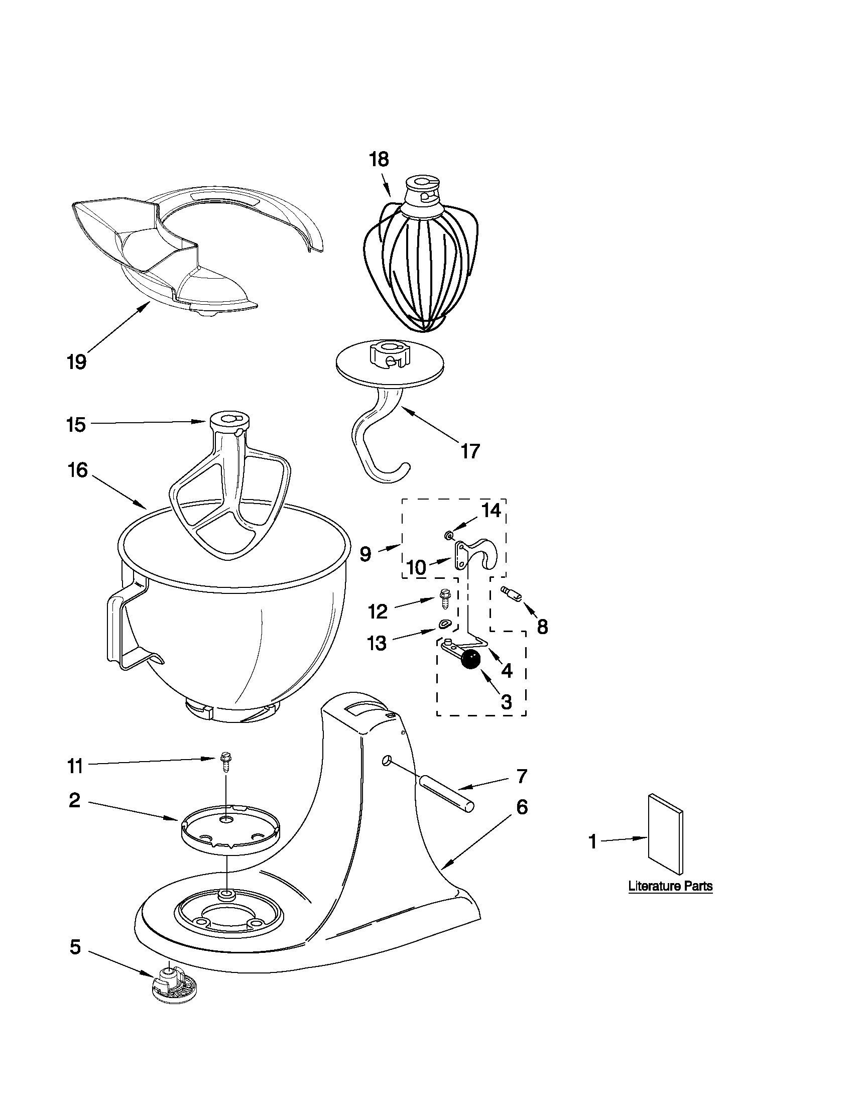 KitchenAid KSM150PSBU1 base and pedestal unit diagram