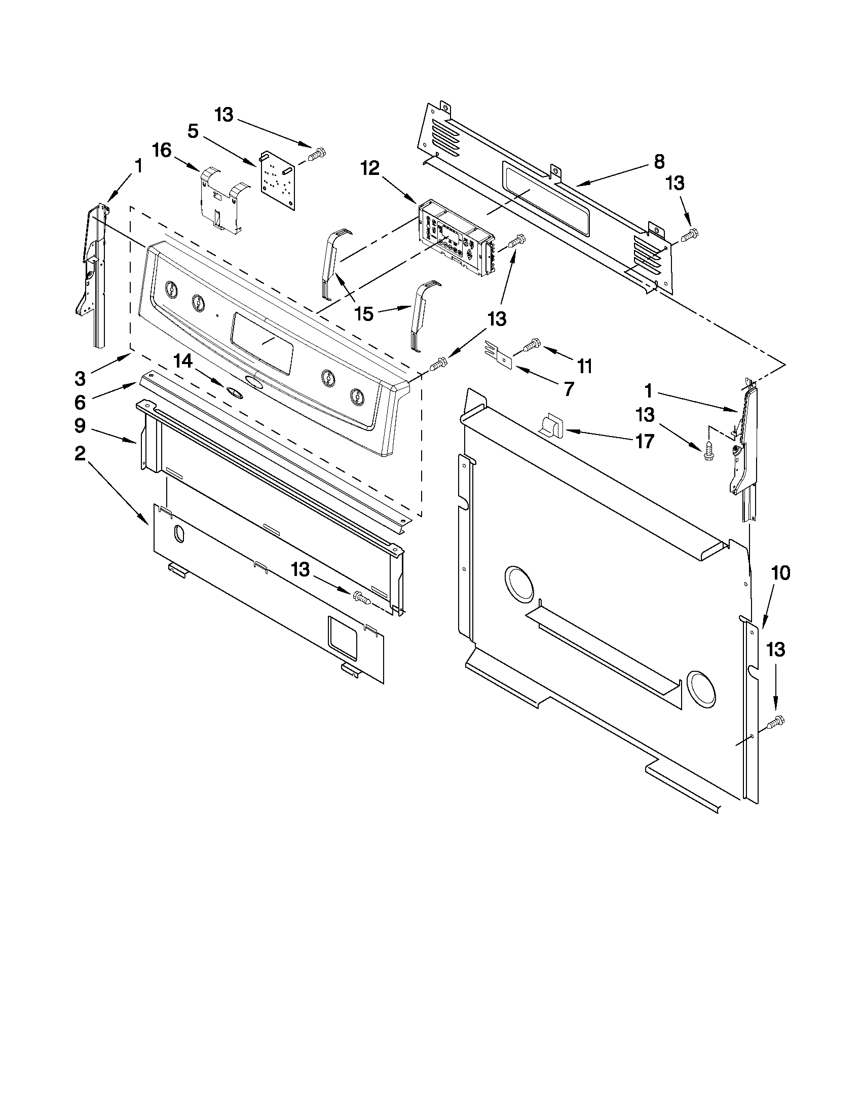 Whirlpool WFG361LVT1 control panel parts diagram