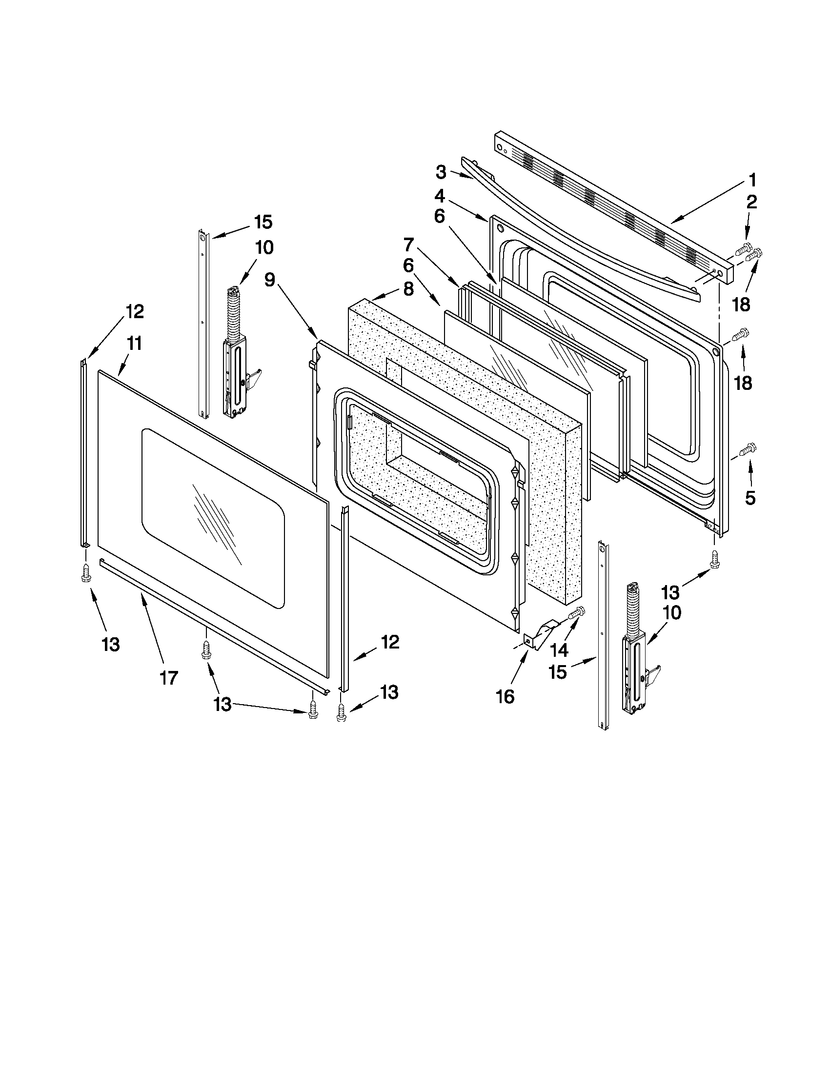 Whirlpool WFG361LVT1 door parts diagram
