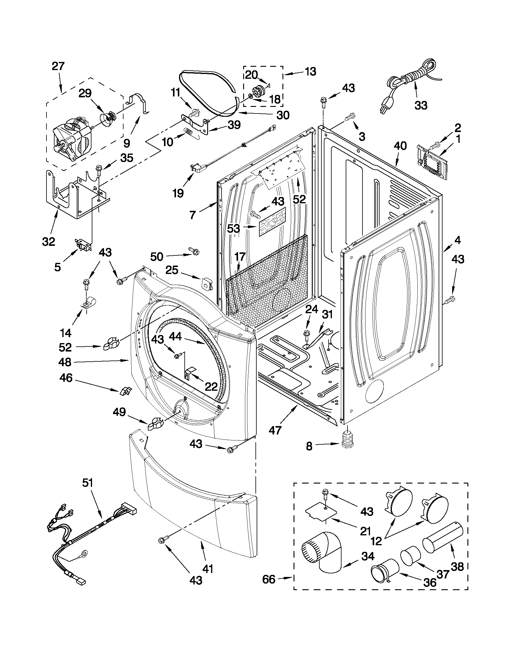 Whirlpool WGD9450WL1 cabinet parts diagram