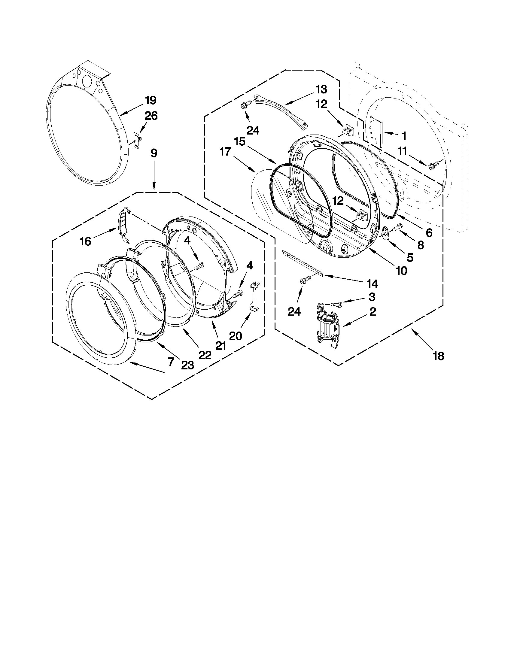 Whirlpool WGD9450WL1 door parts diagram