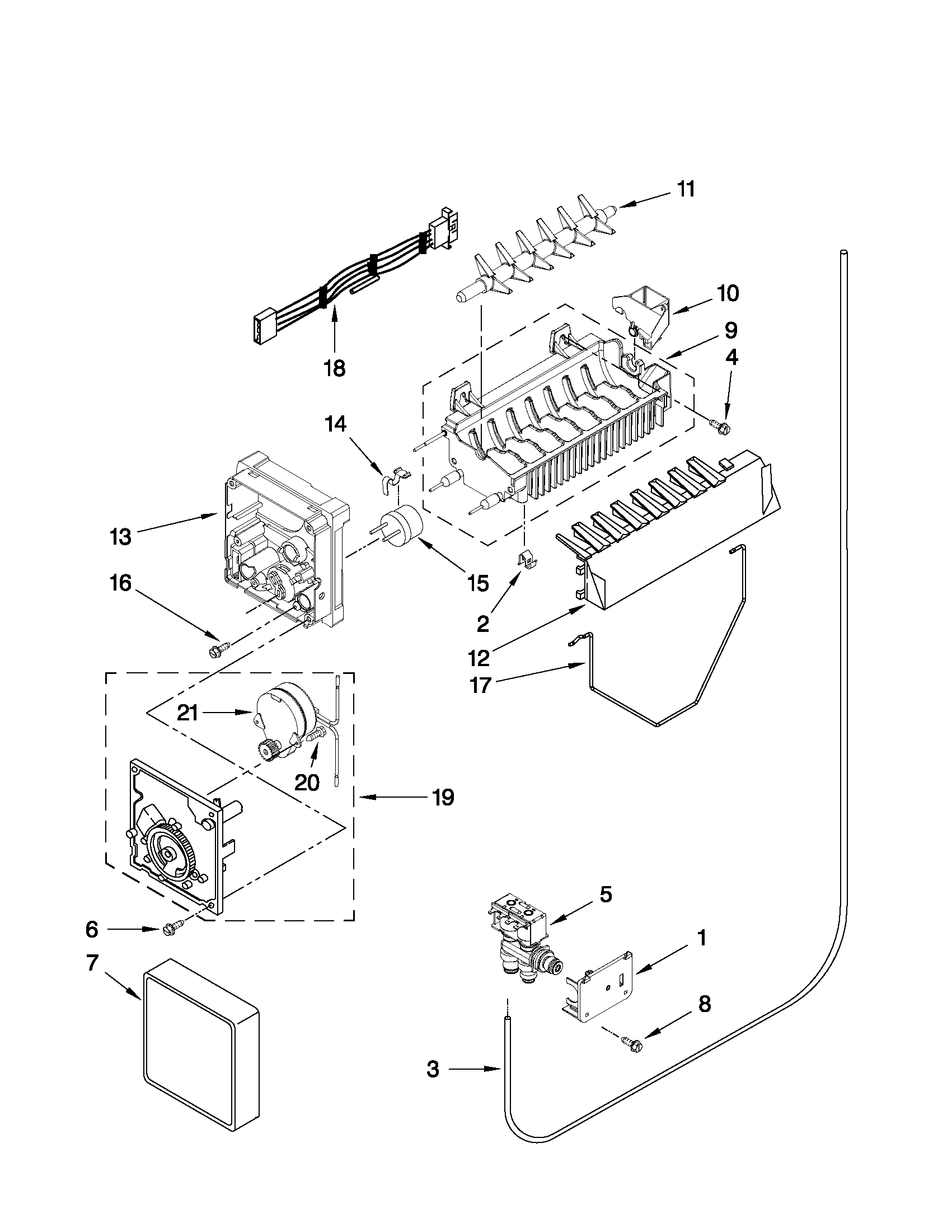 Whirlpool WSF26D4EXL00 icemaker parts diagram