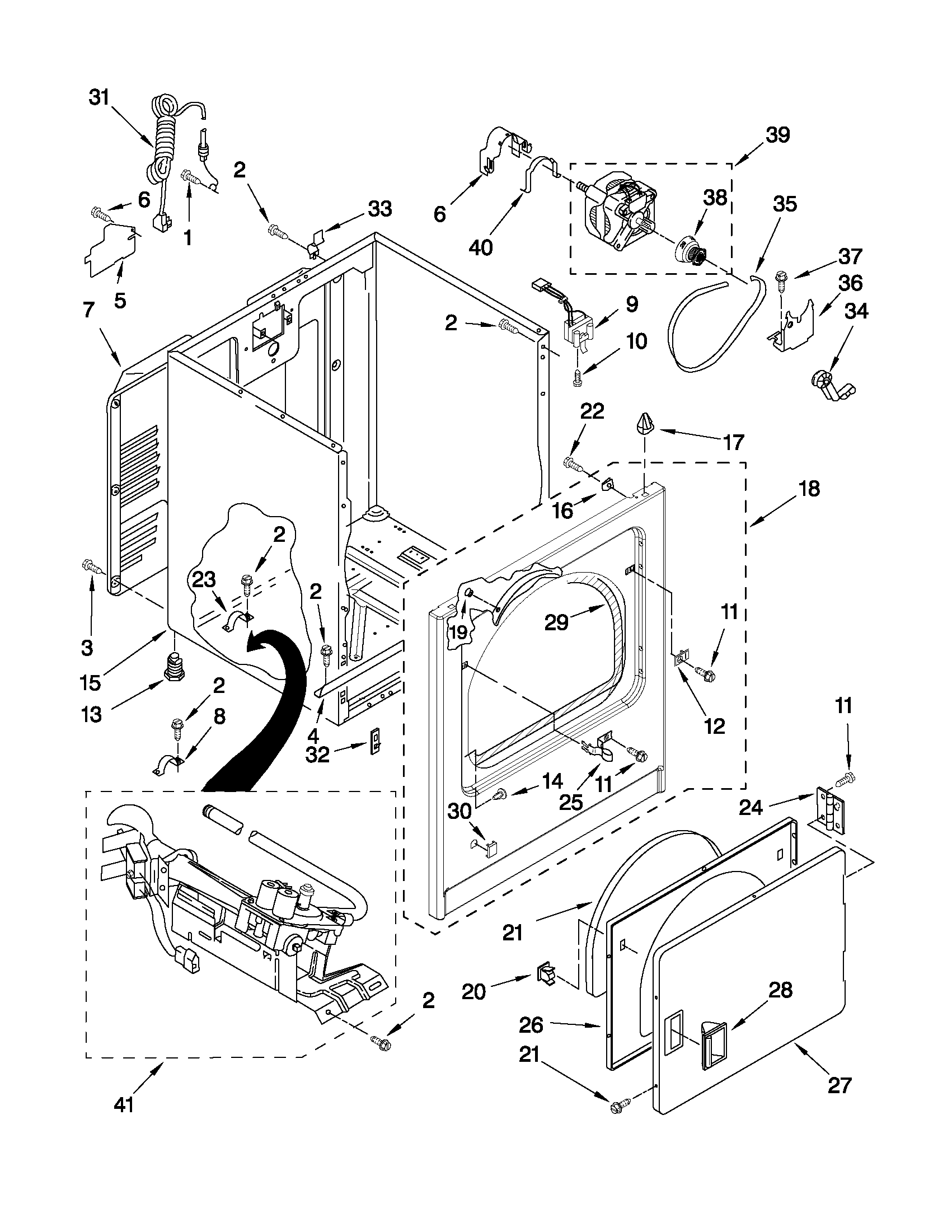 Whirlpool WGD4800XQ0 cabinet parts diagram