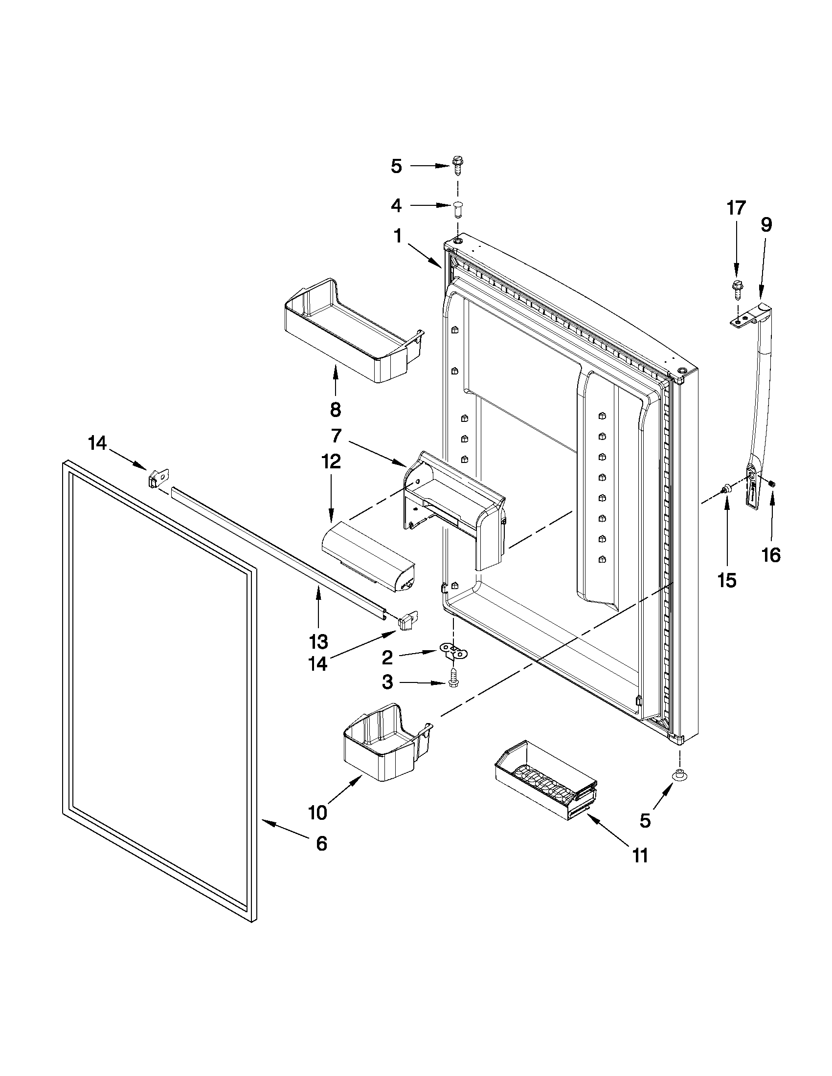 Whirlpool WRT3L9SZYF00 refrigerator door parts diagram