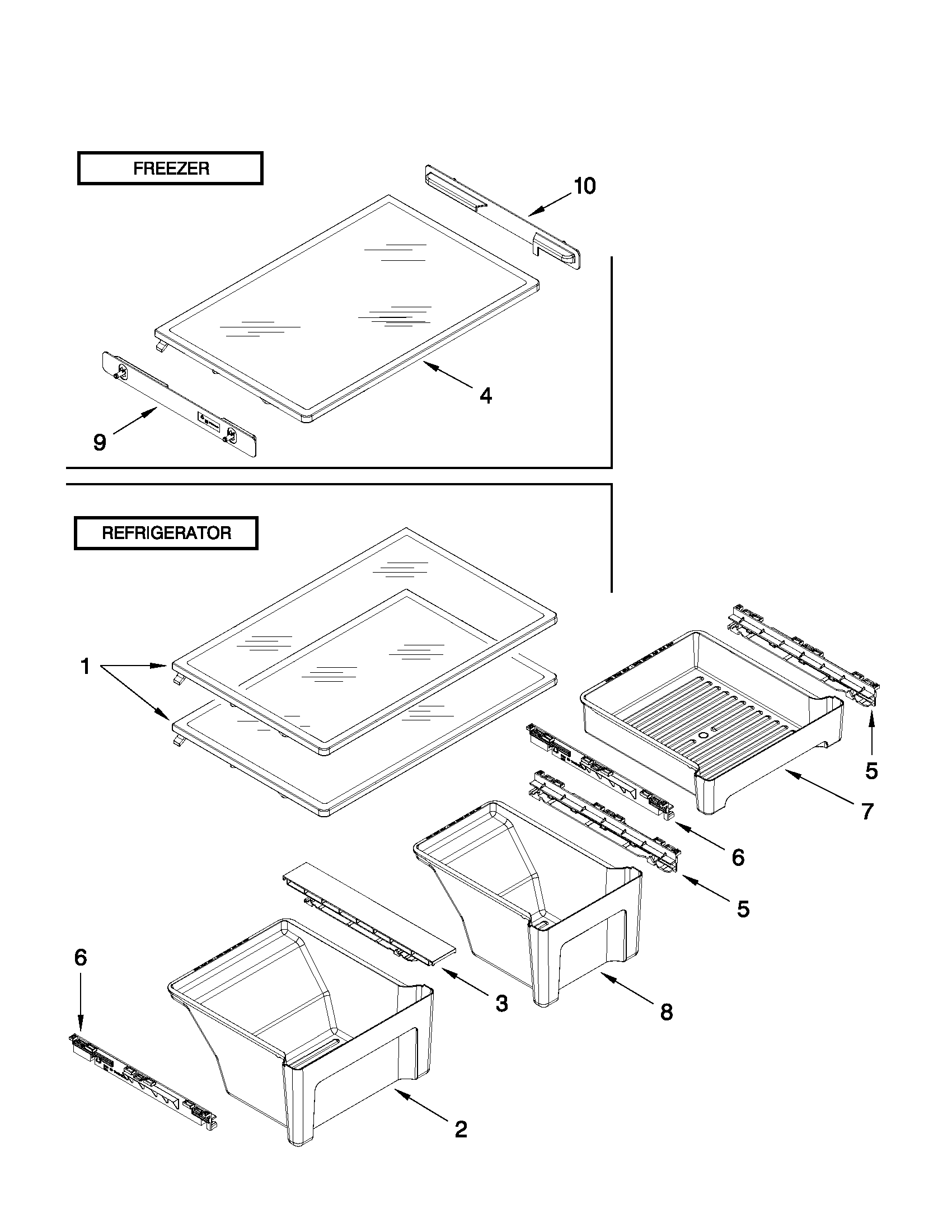 Whirlpool WRT3L9SZYF00 shelf parts diagram