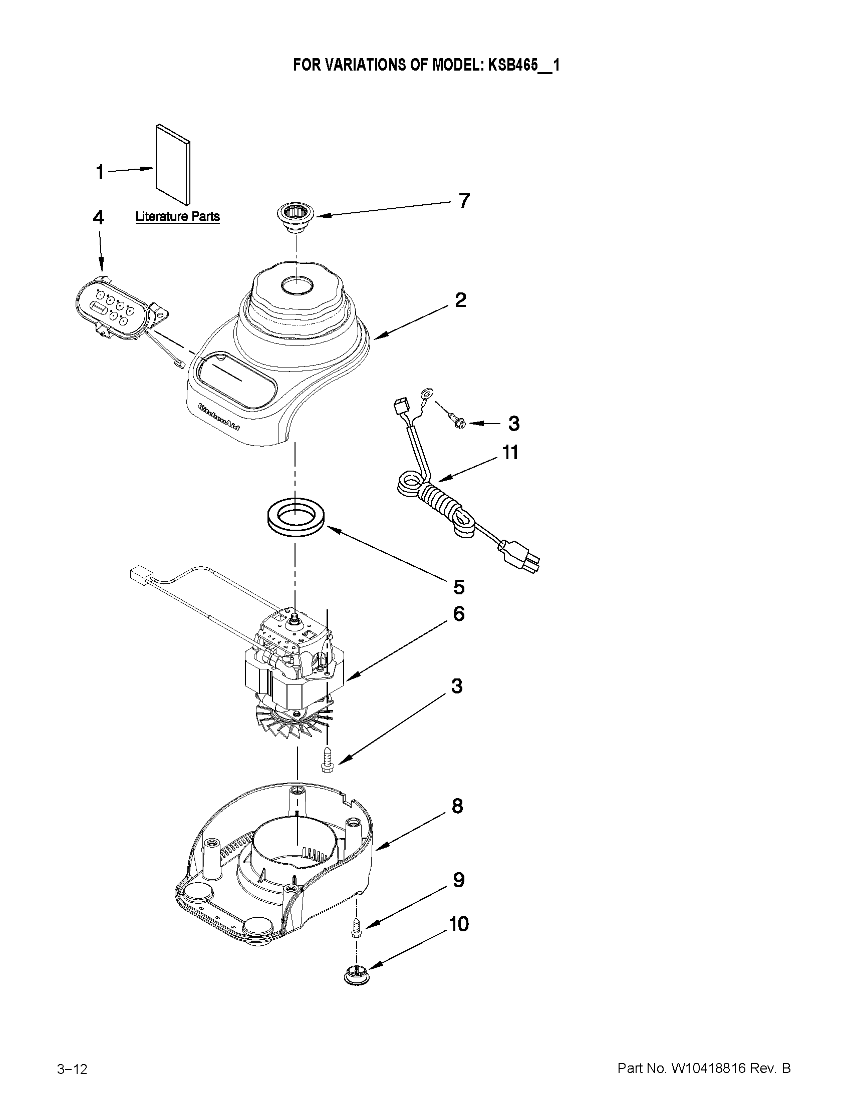 KitchenAid KSB465OB1 unit parts diagram