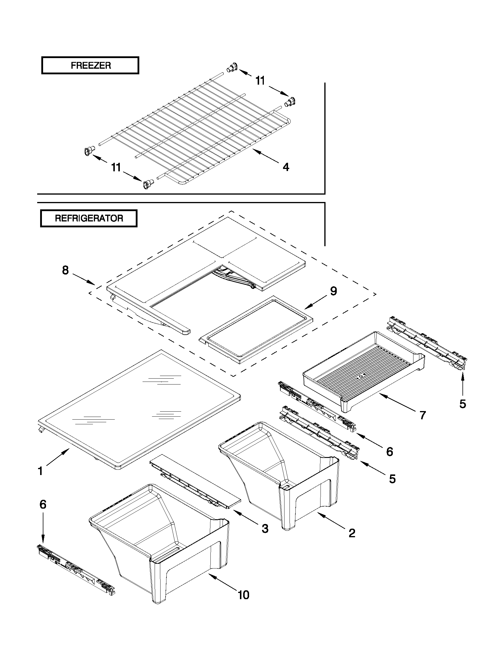 Whirlpool WRT779RFYB10 shelf parts diagram