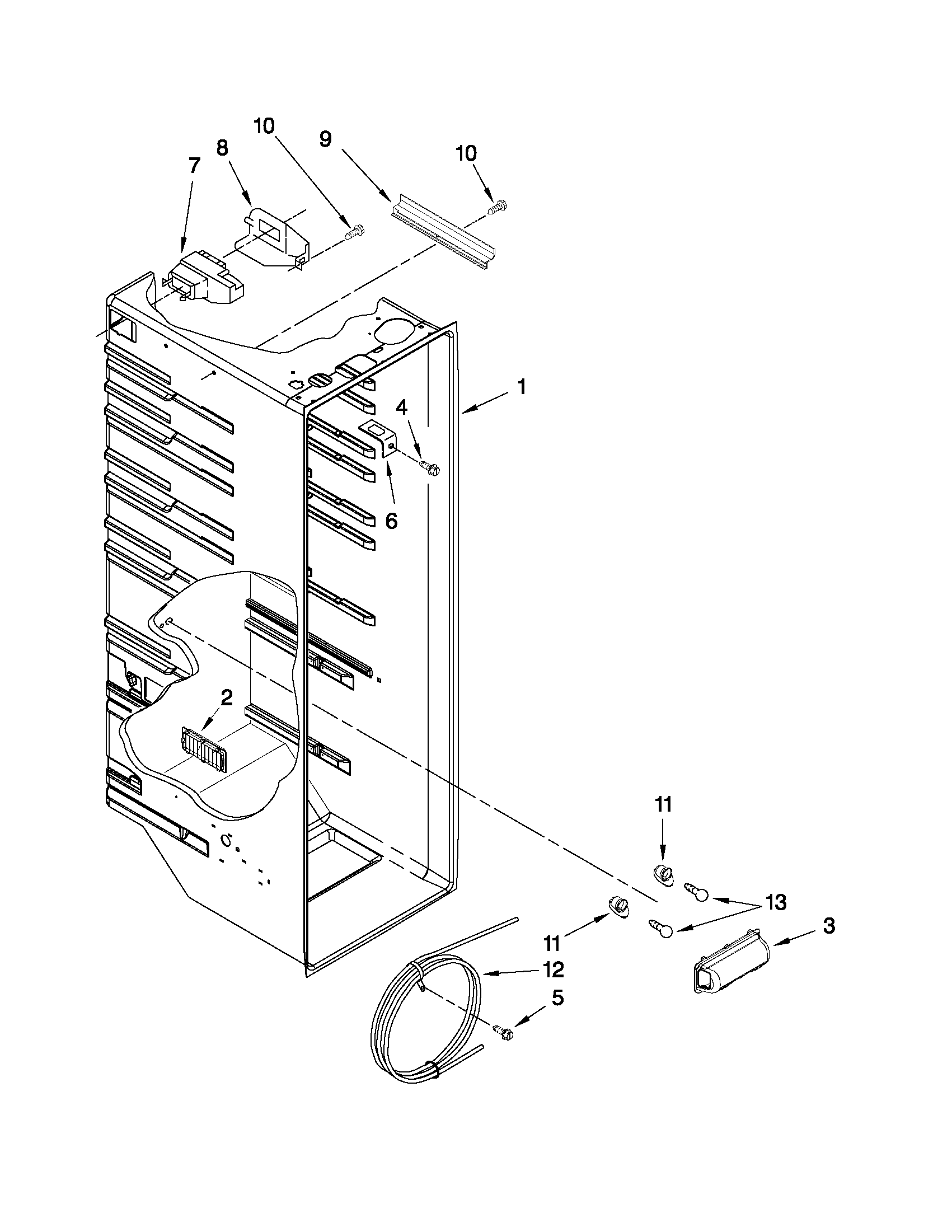 Whirlpool ED5VHEXVQ06 refrigerator liner parts diagram