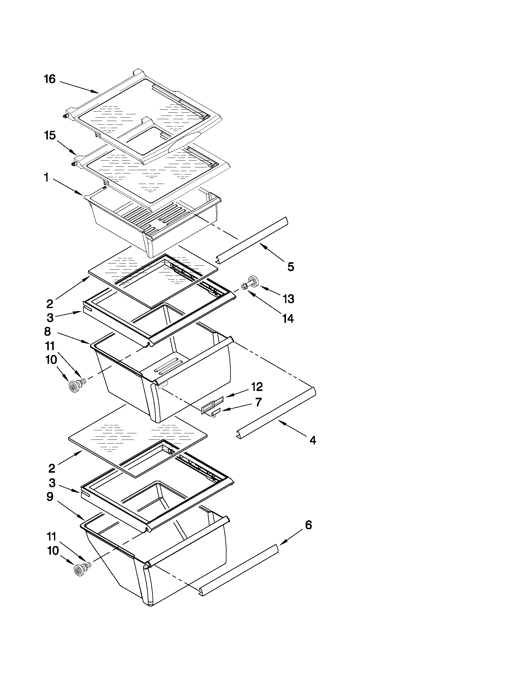 Whirlpool ED5VHEXVQ06 refrigerator shelf parts diagram