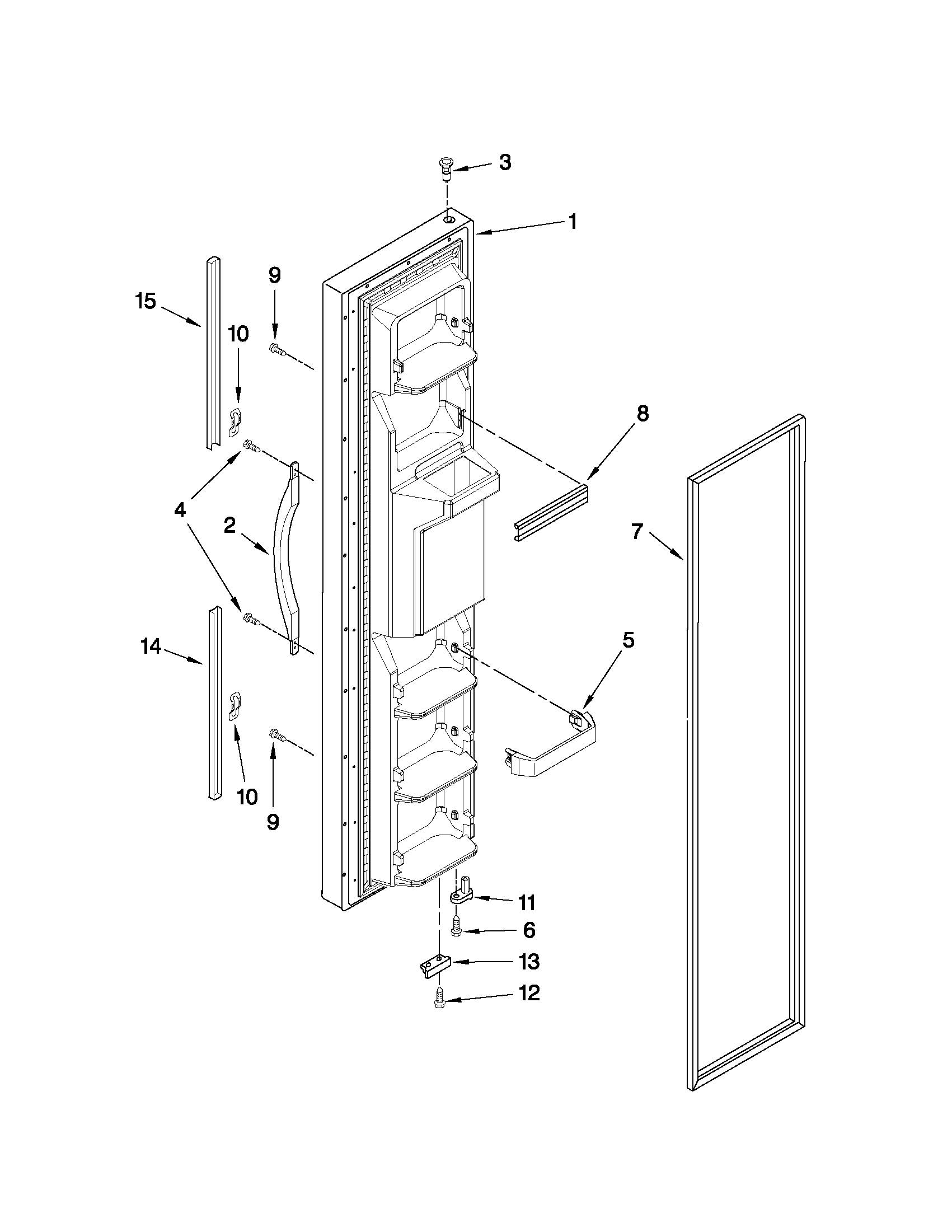 Whirlpool ED5VHEXVQ06 freezer door parts diagram