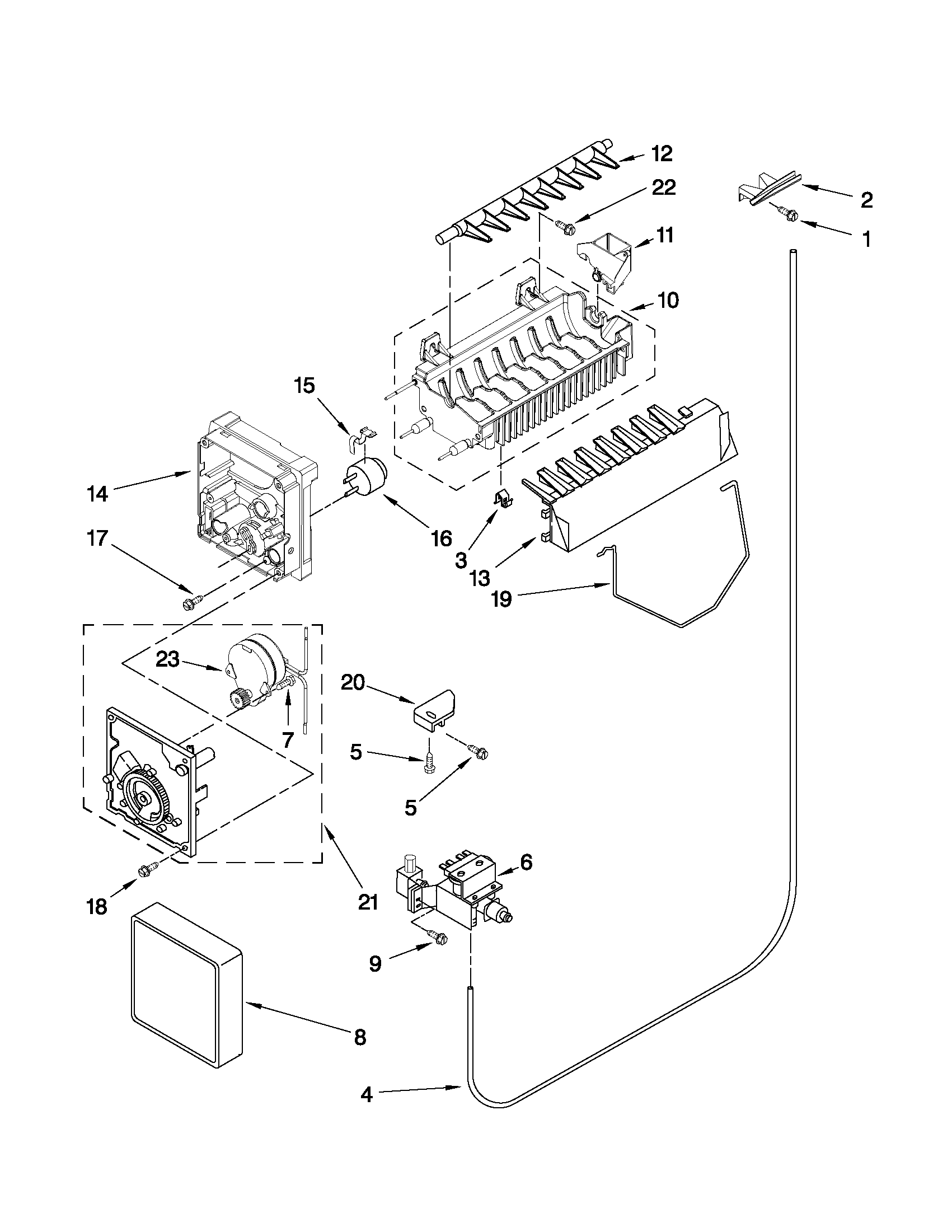 Whirlpool ED5VHEXVQ06 icemaker parts diagram