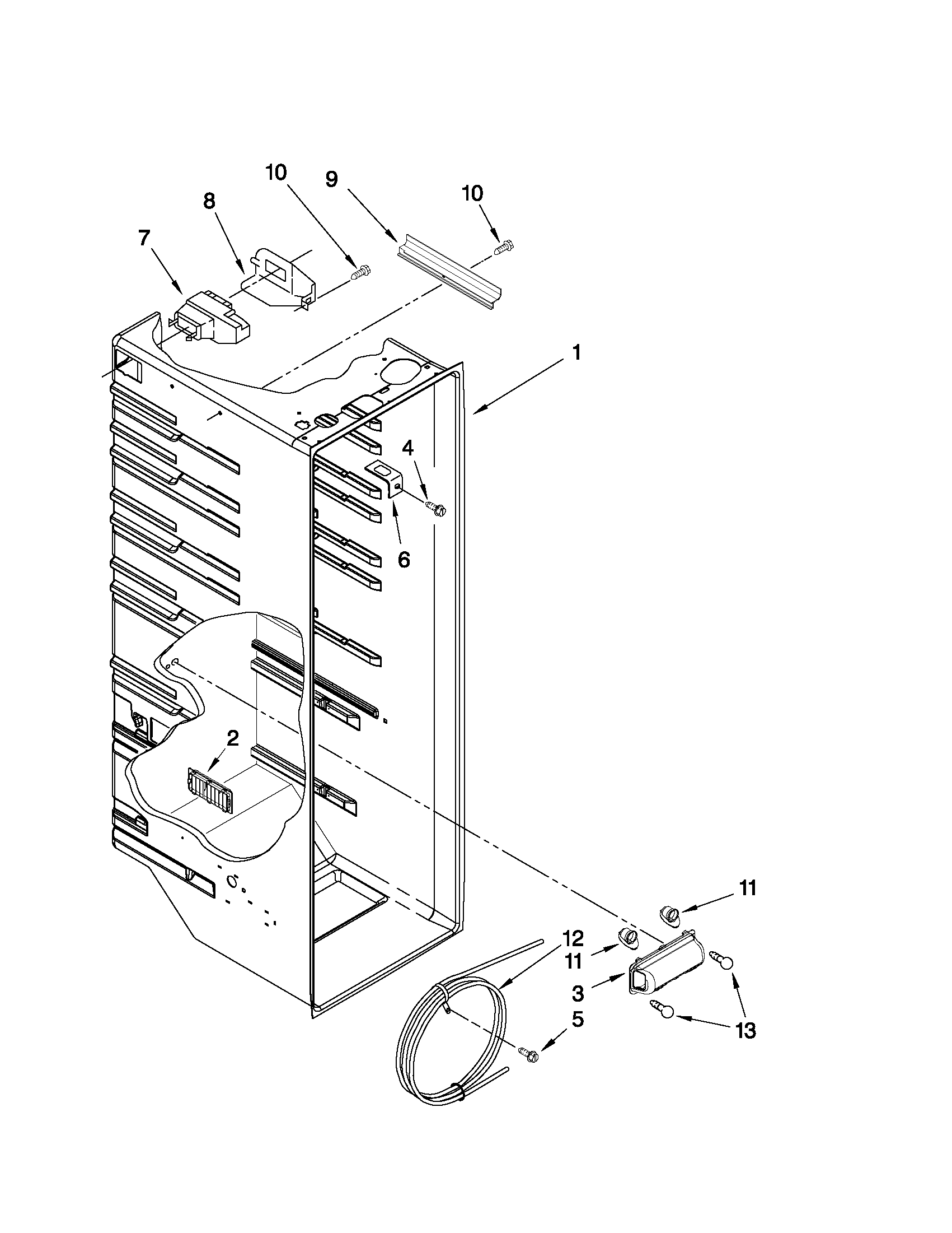 Whirlpool ED5KVEXVB06 refrigerator liner parts diagram
