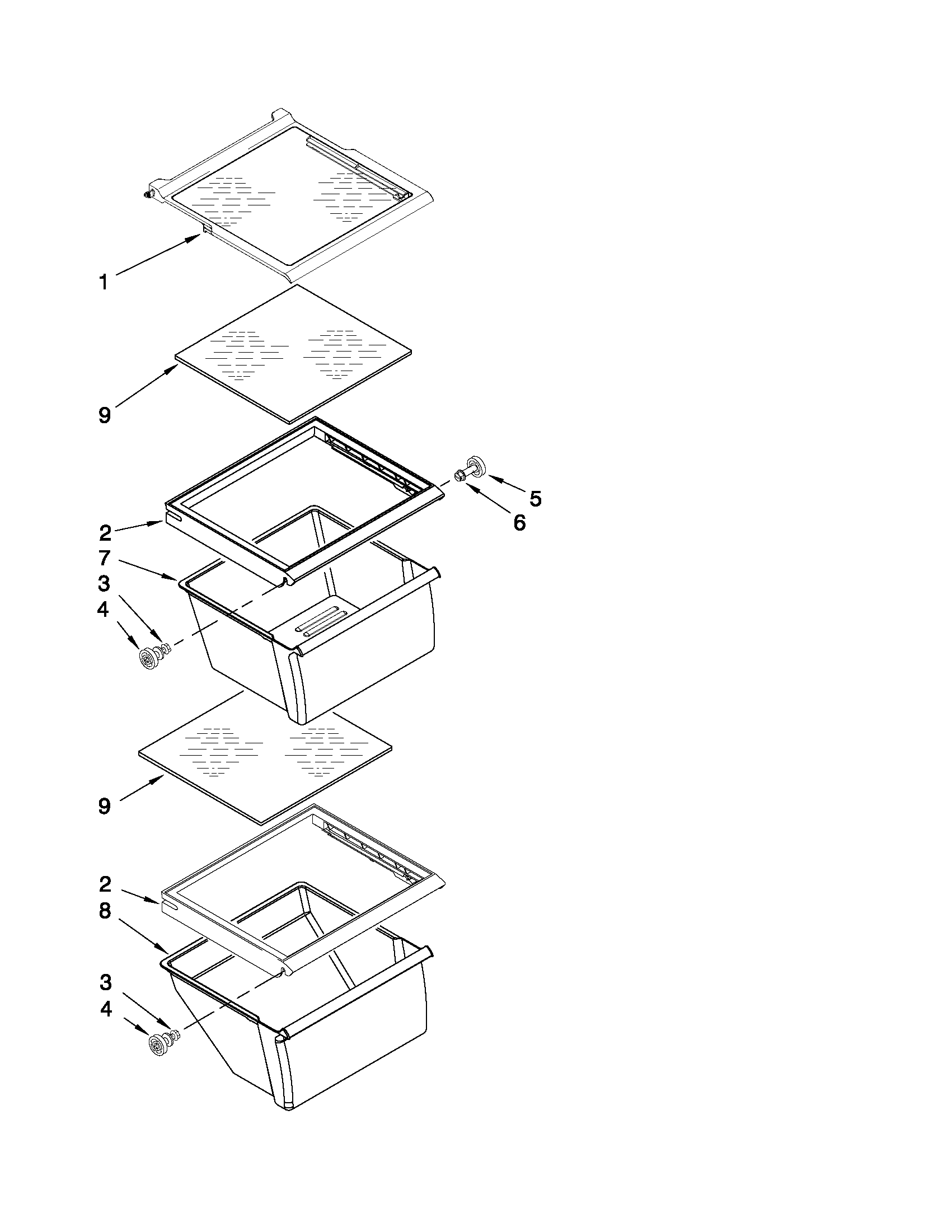 Whirlpool ED5KVEXVB06 refrigerator shelf parts diagram