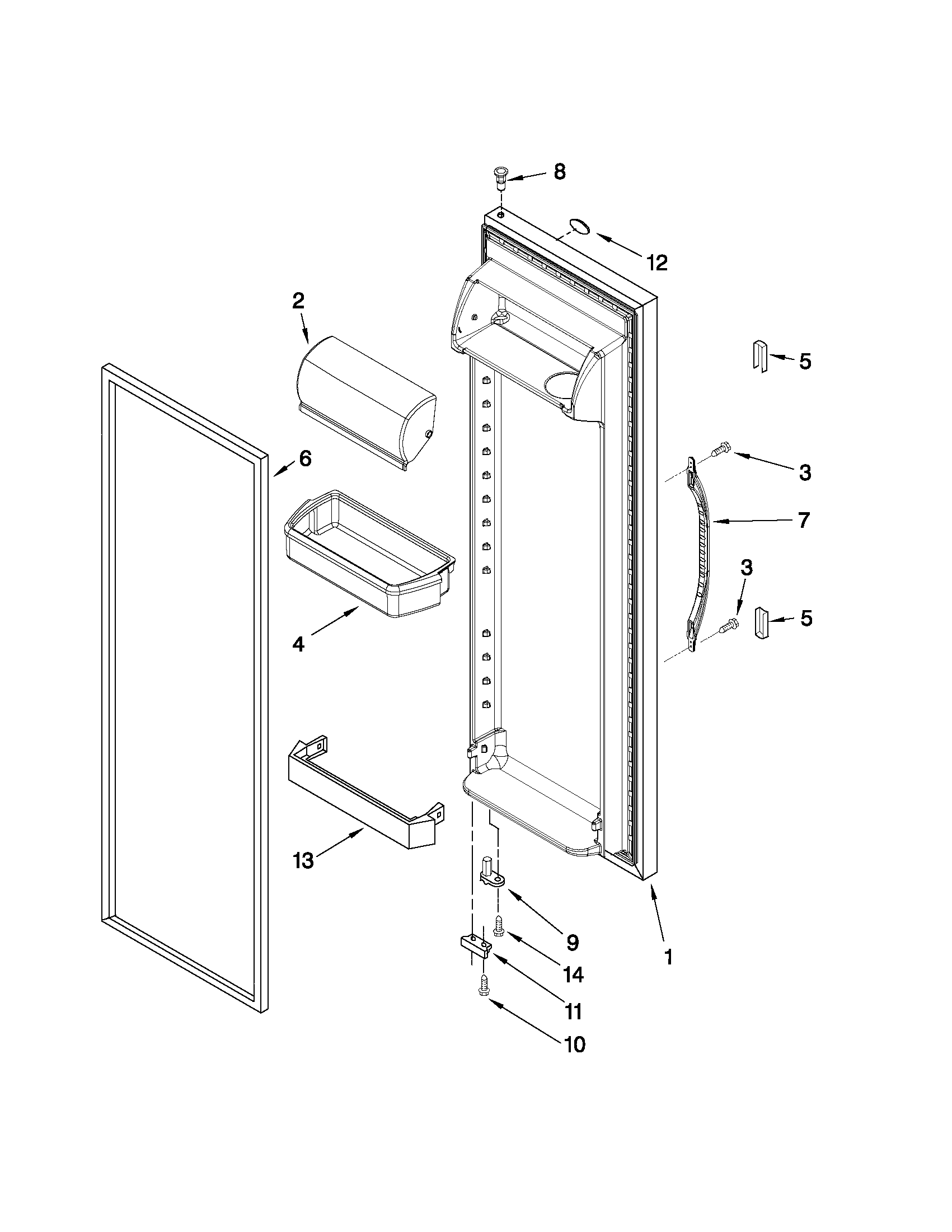 Whirlpool ED5KVEXVB06 refrigerator door parts diagram