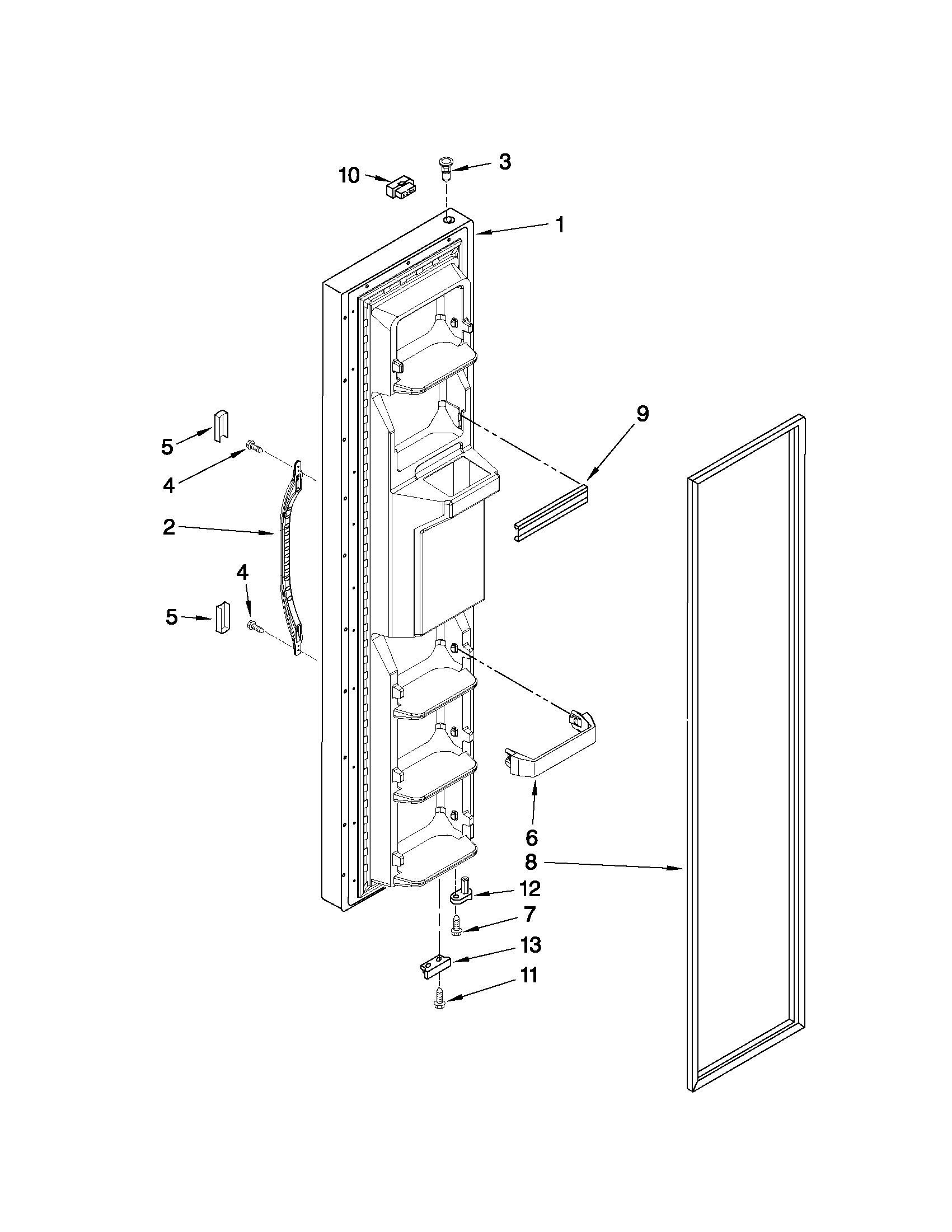 Whirlpool ED5KVEXVB06 freezer door parts diagram