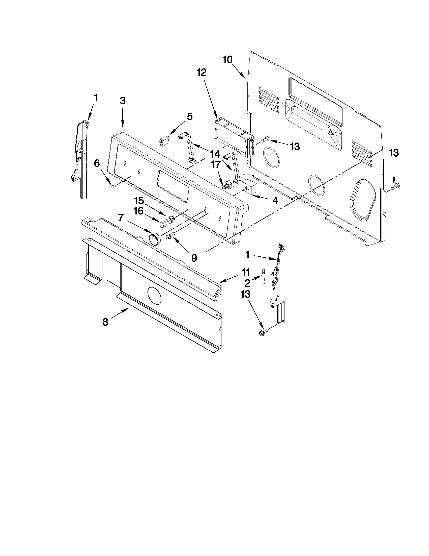 Whirlpool WFE540H0AB0 control panel parts diagram