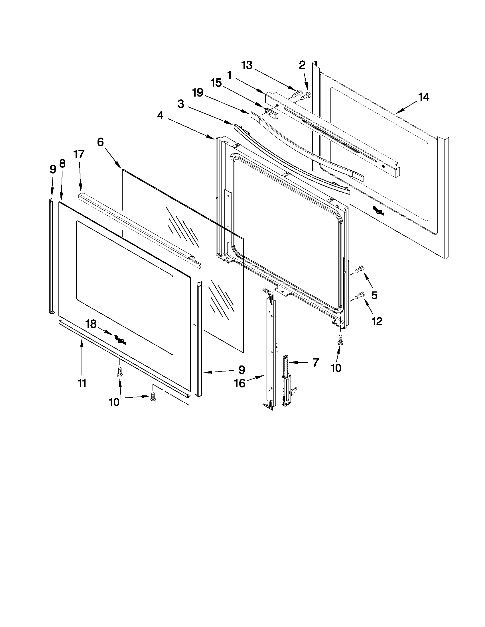 Whirlpool WFE540H0AB0 door parts diagram