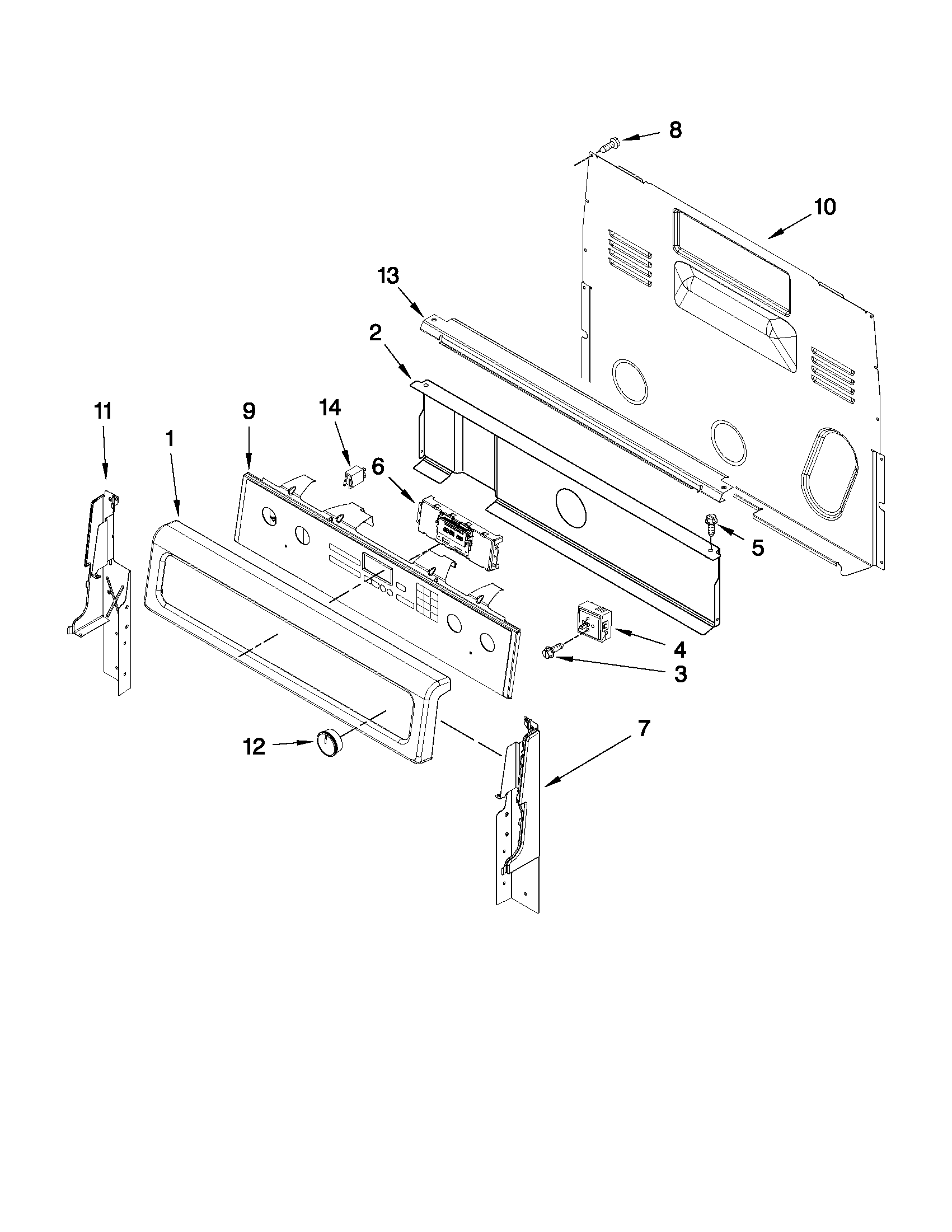 Whirlpool WFE714HLAS0 control panel parts diagram