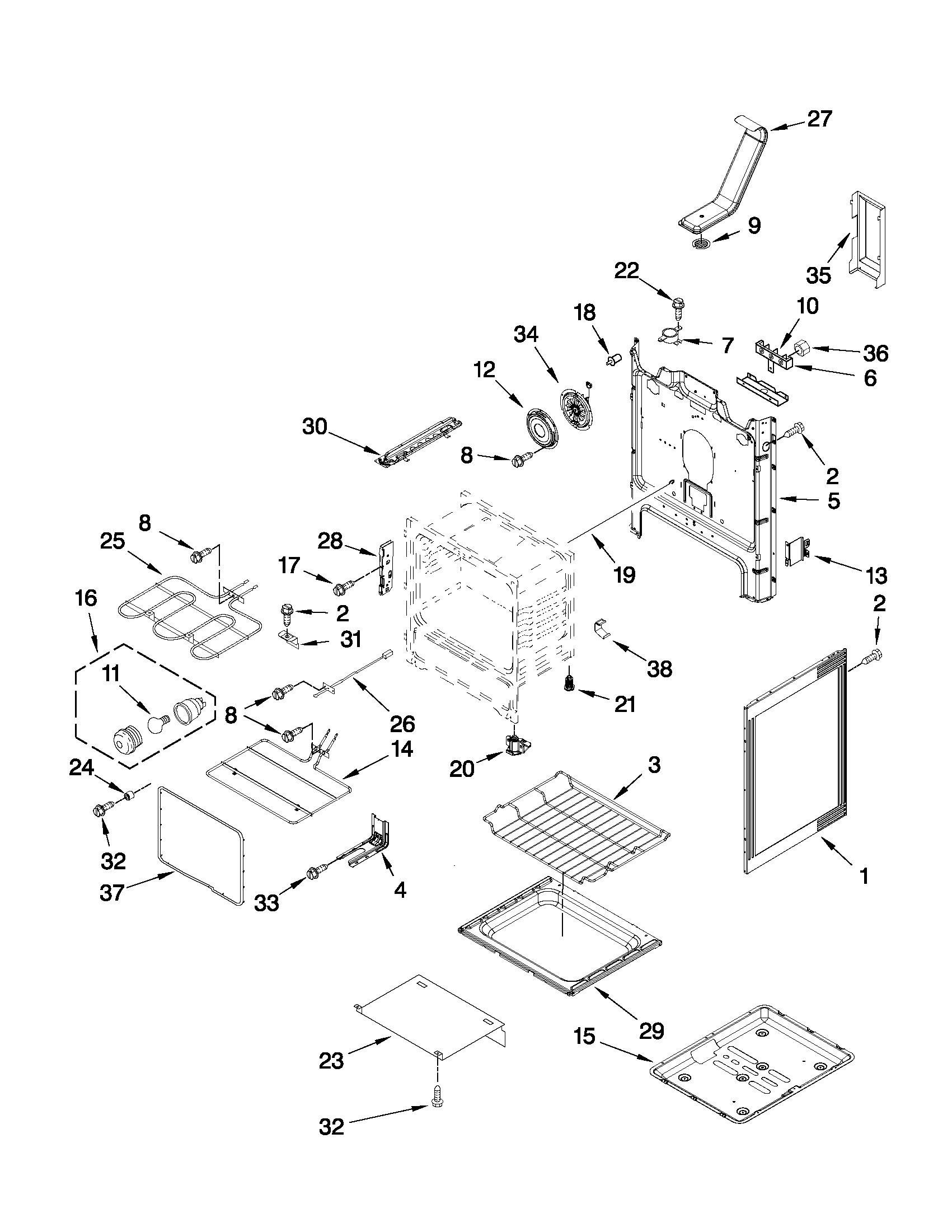 Whirlpool WFE714HLAS0 chassis parts diagram