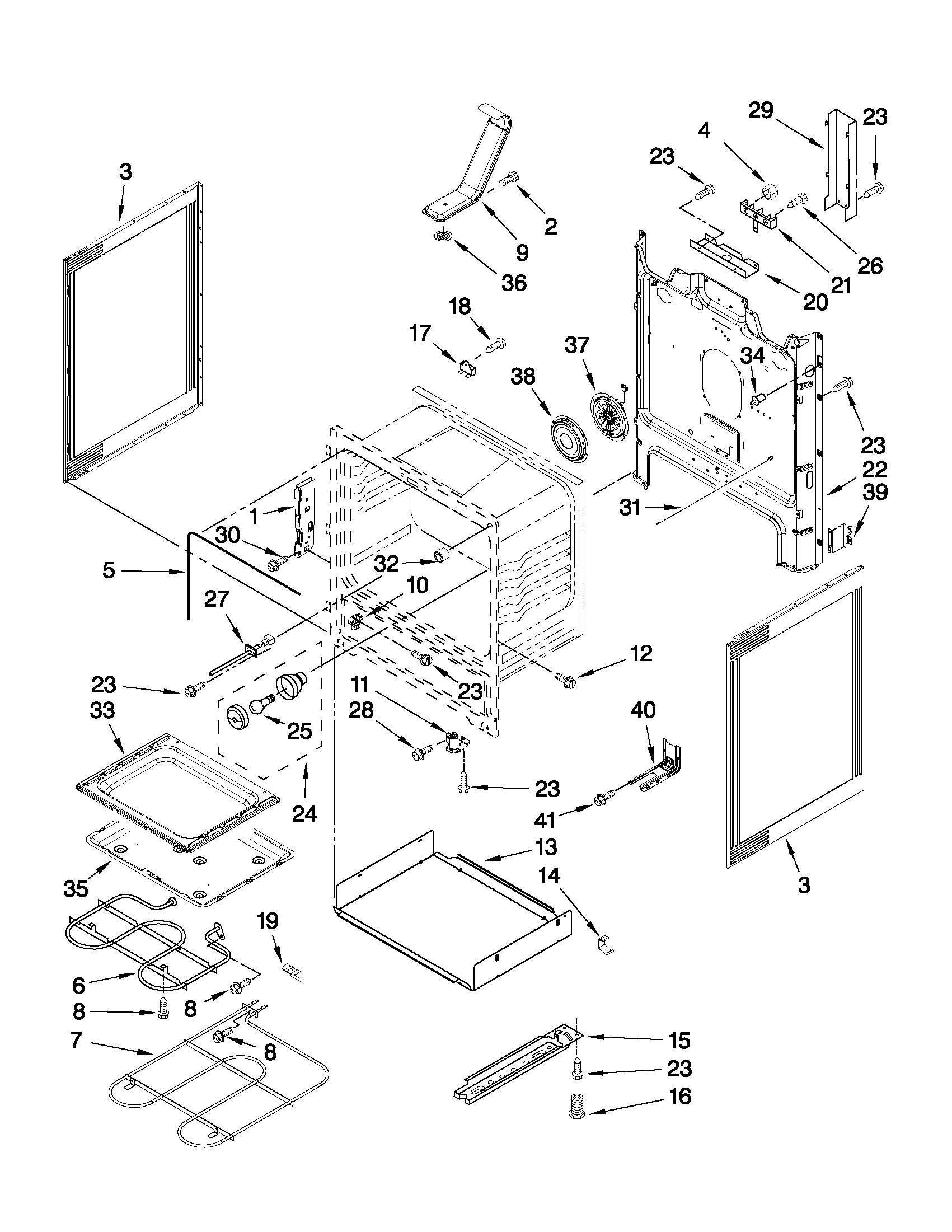 Whirlpool YWFE540H0AS0 chassis parts diagram