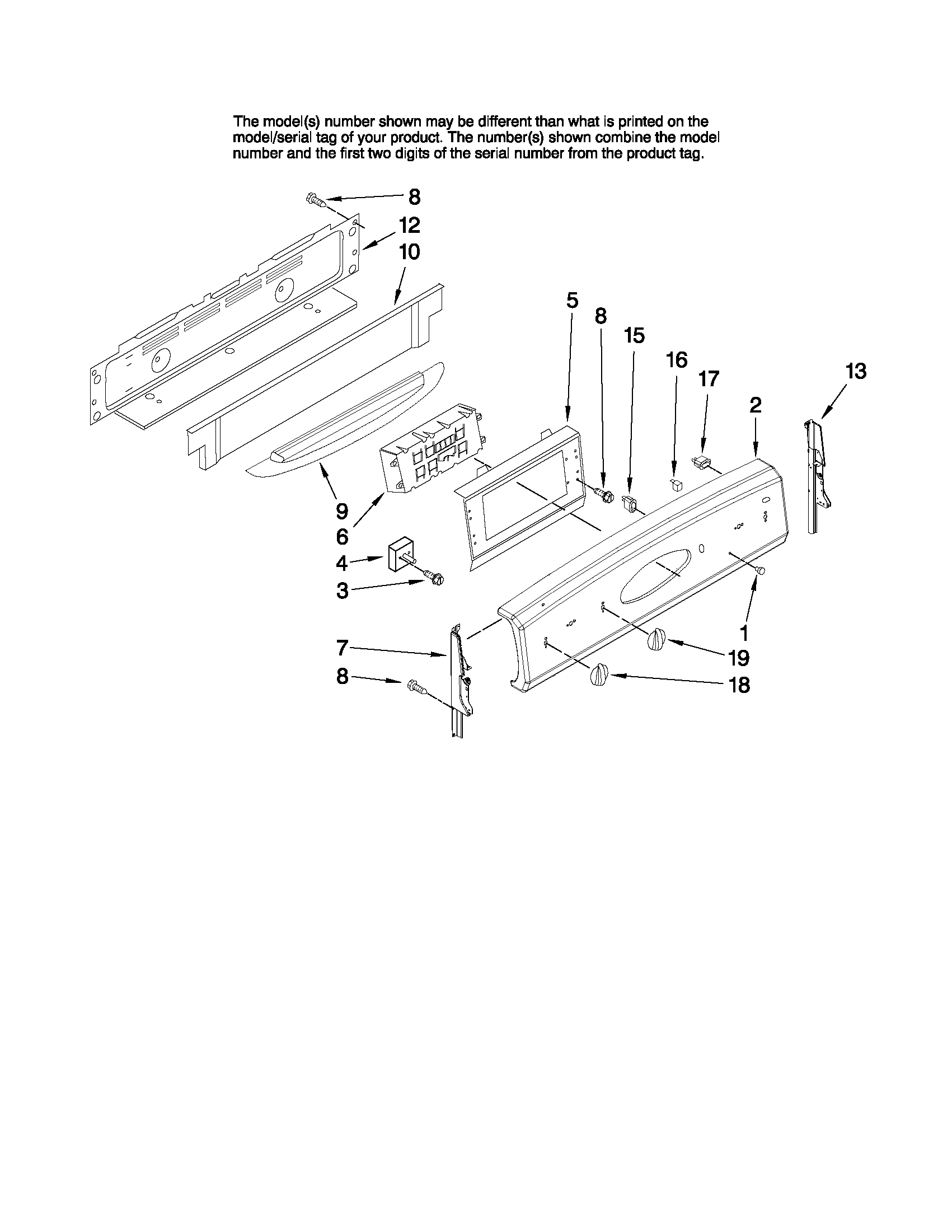 Maytag MER5765RAS1 control panel parts diagram
