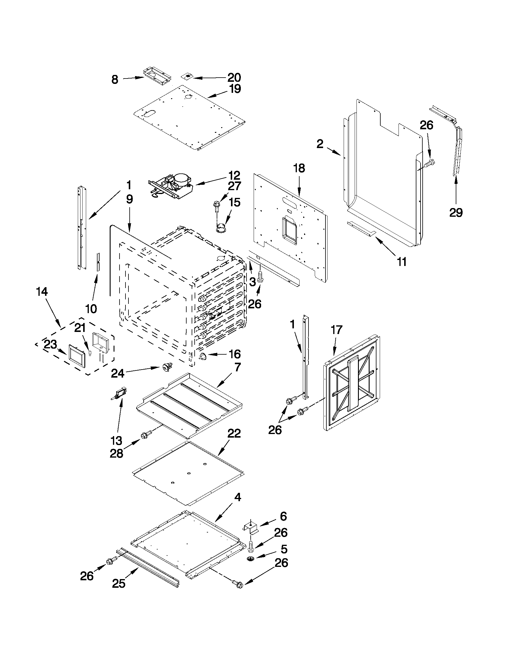 Jenn-Air JJW3830WP01 lower oven parts diagram