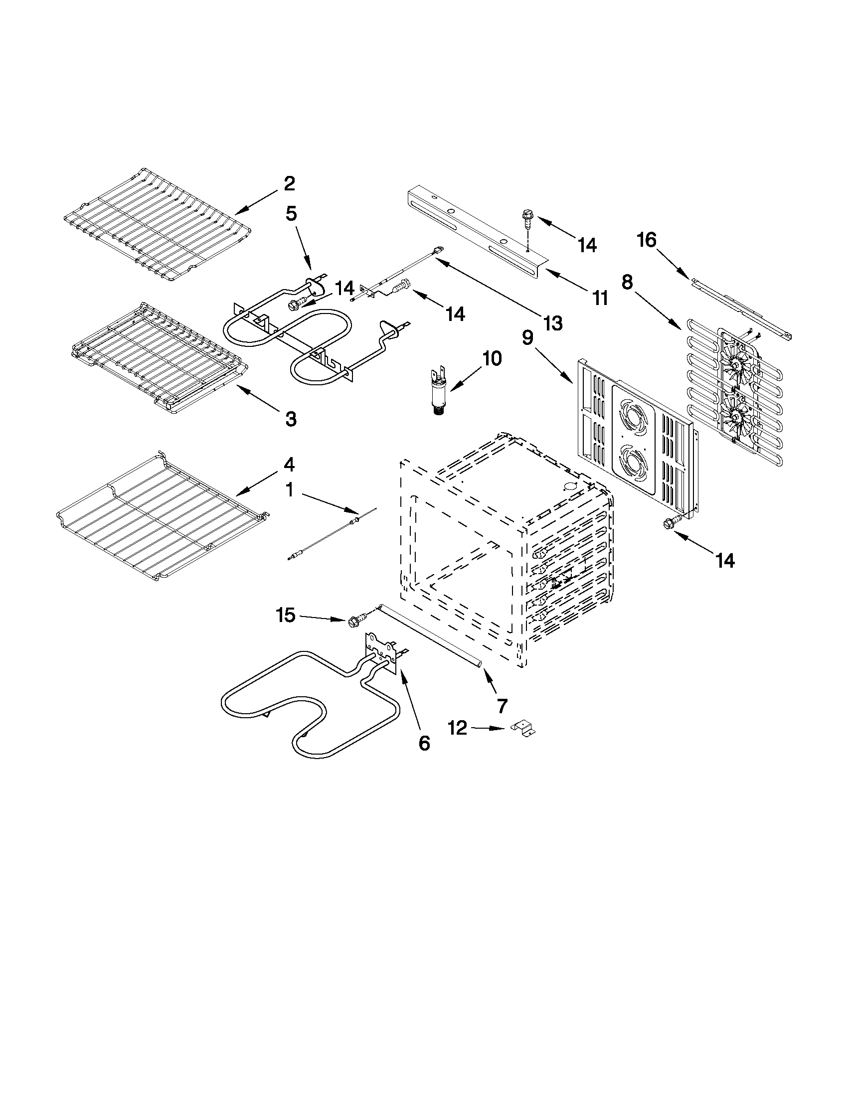 Jenn-Air JJW3830WP01 internal oven parts diagram