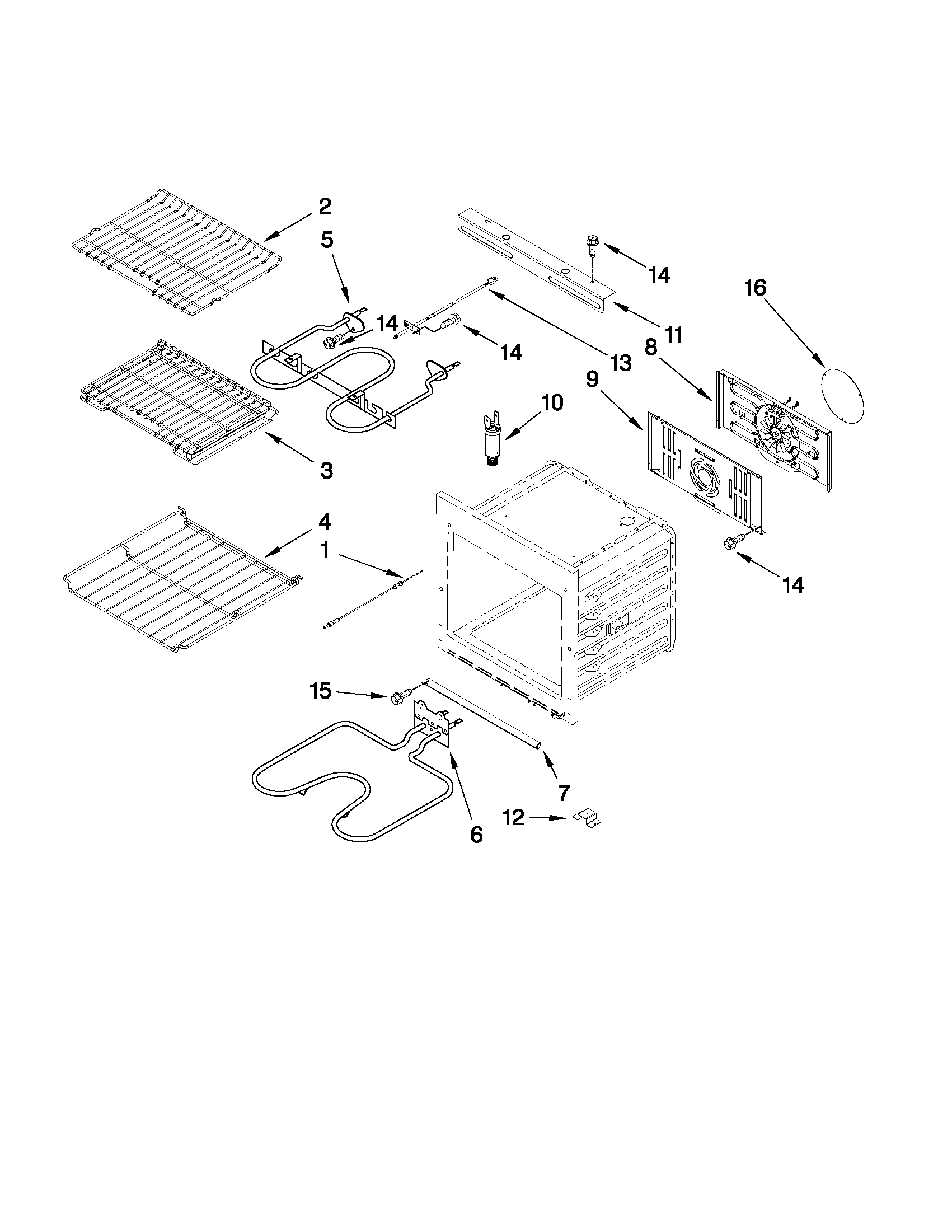 Jenn-Air JJW2730WB01 internal oven parts diagram