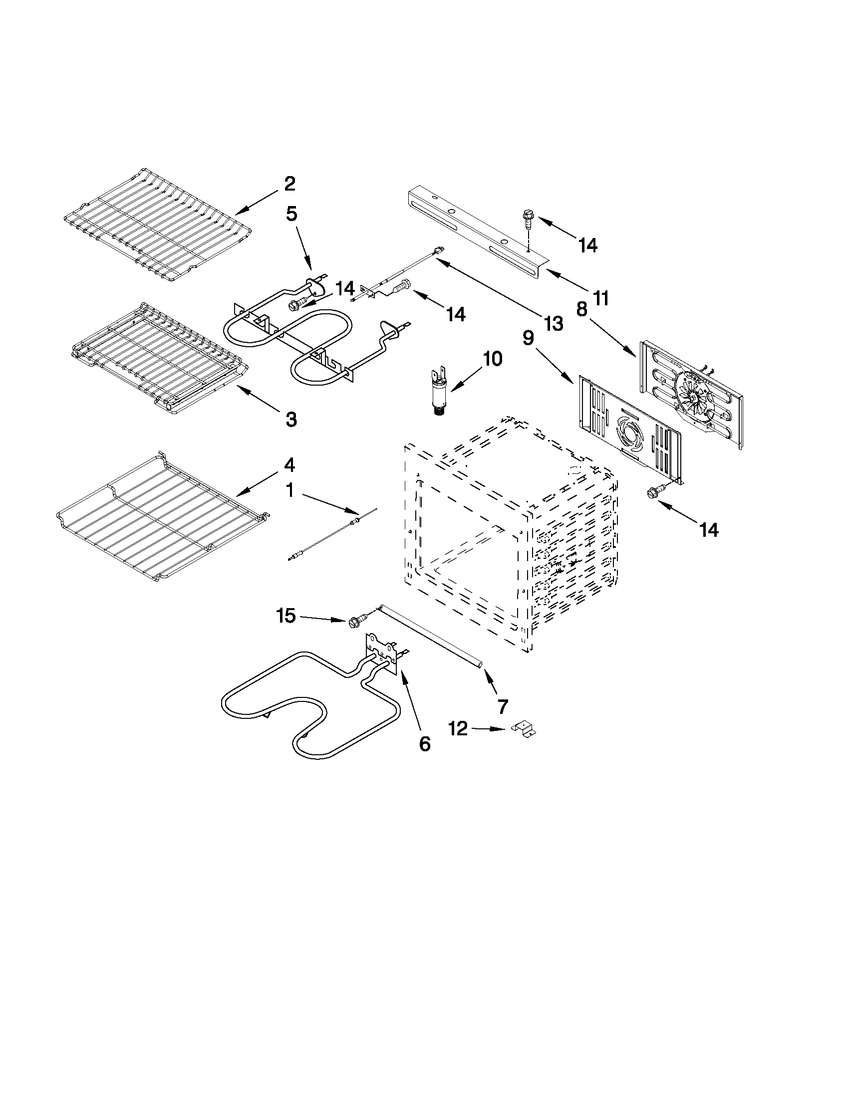 Jenn-Air JJW2830WW01 internal oven parts diagram