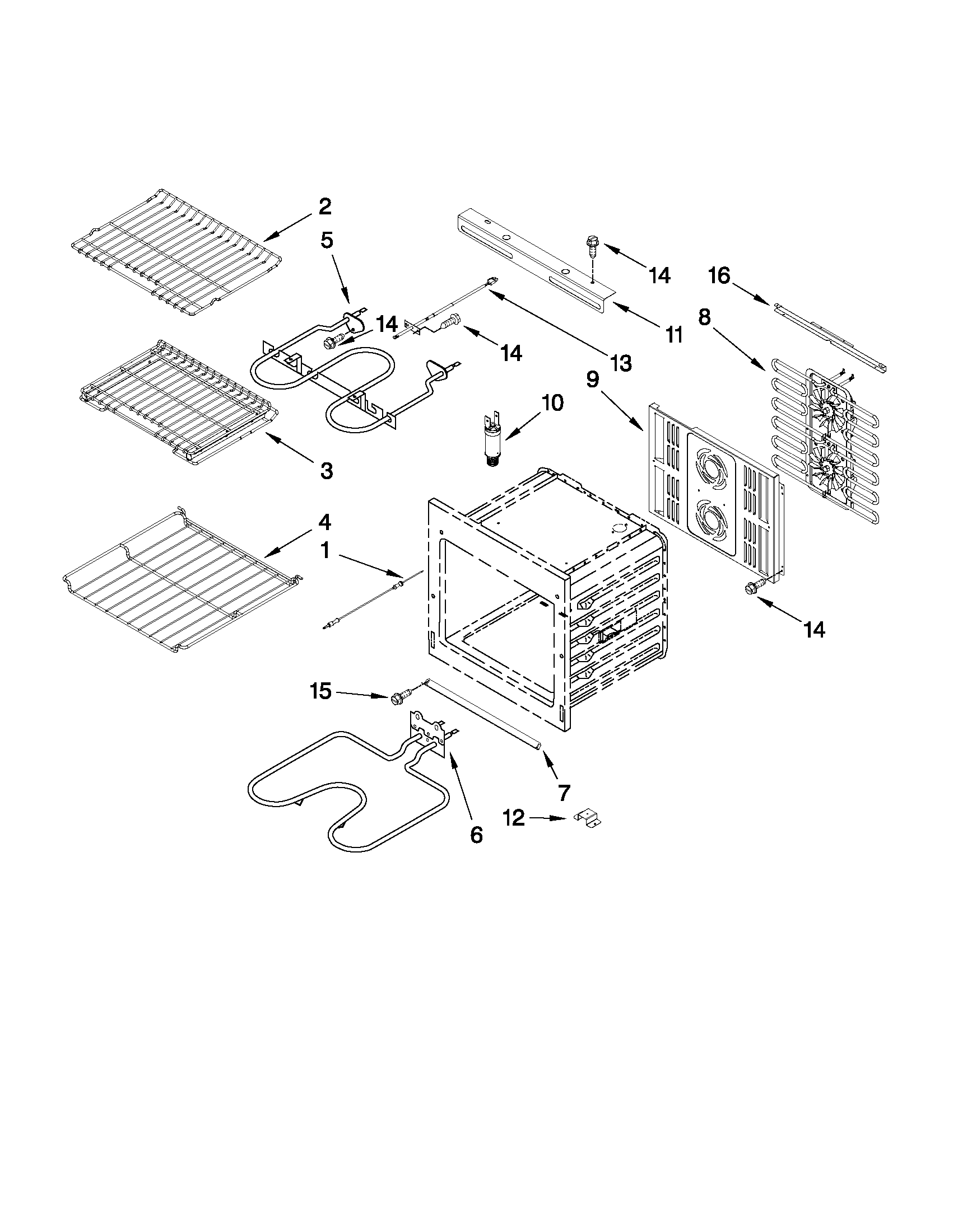 Jenn-Air JJW3430WP01 internal oven parts diagram