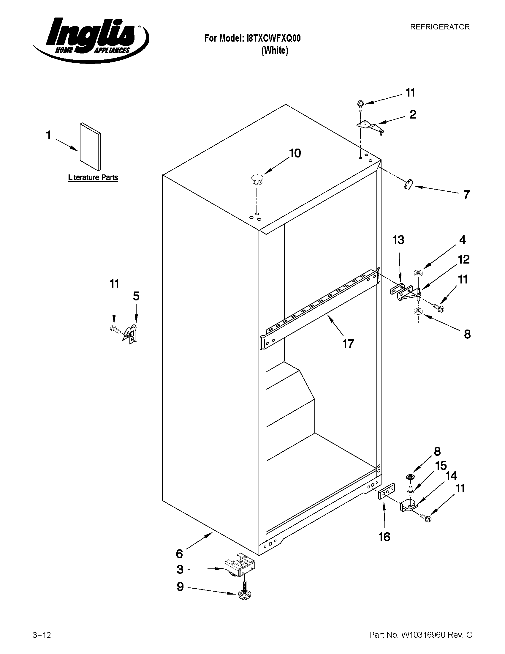 Inglis I8TXCWFXQ00 cabinet parts diagram