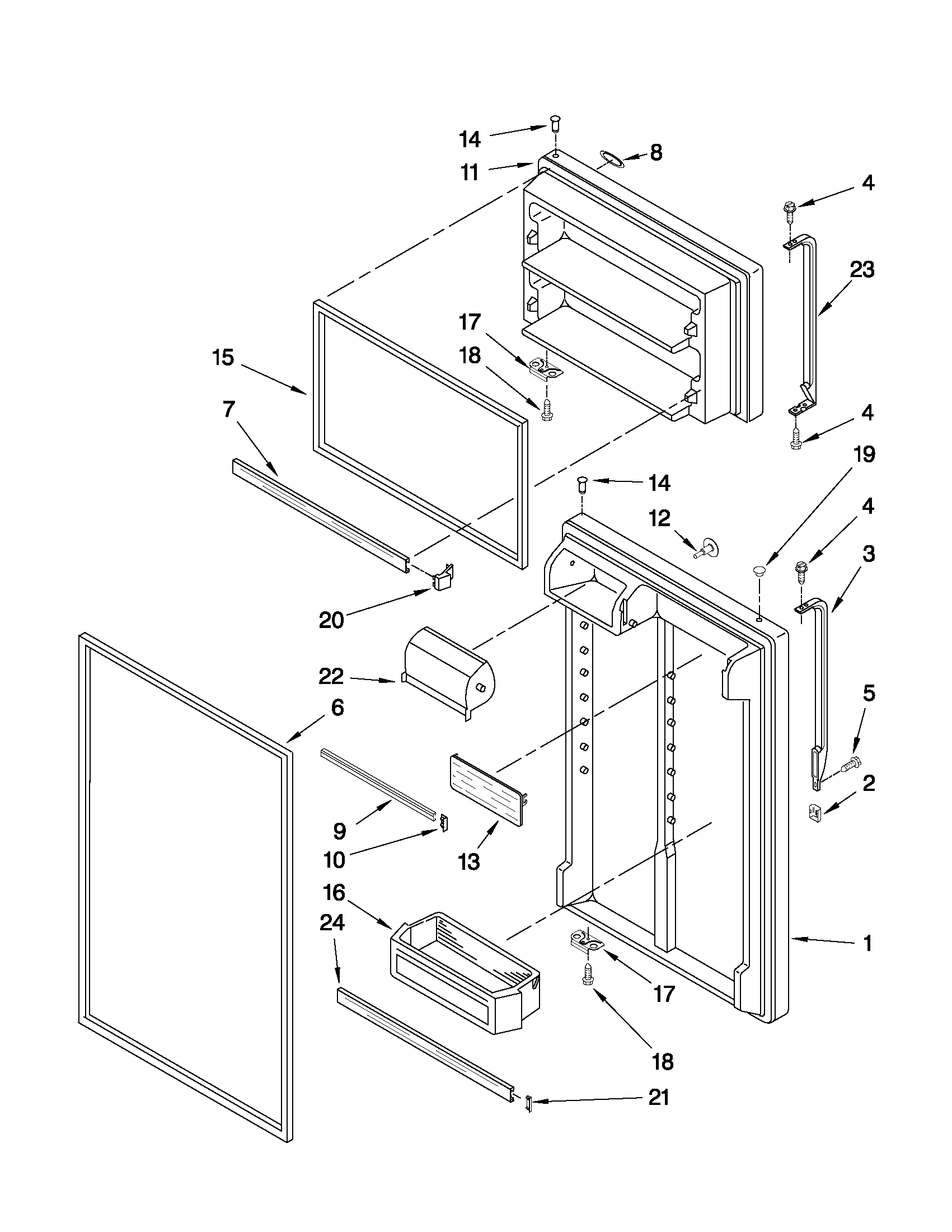 Whirlpool WRT1L1TZYM00 door parts diagram