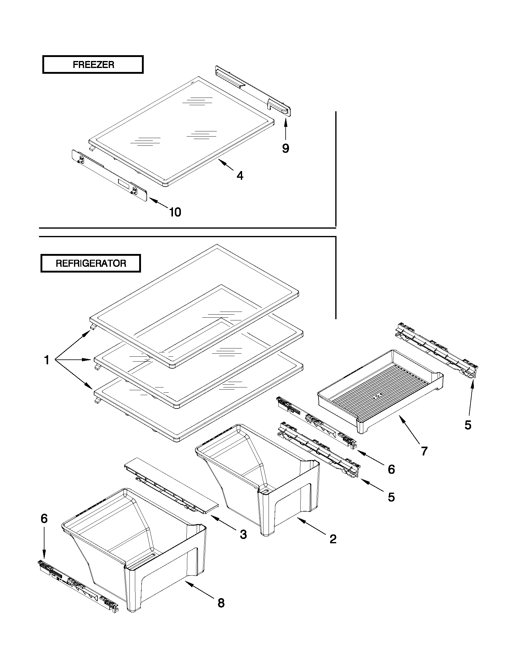 Whirlpool WRT1L1TZYM00 shelf parts diagram
