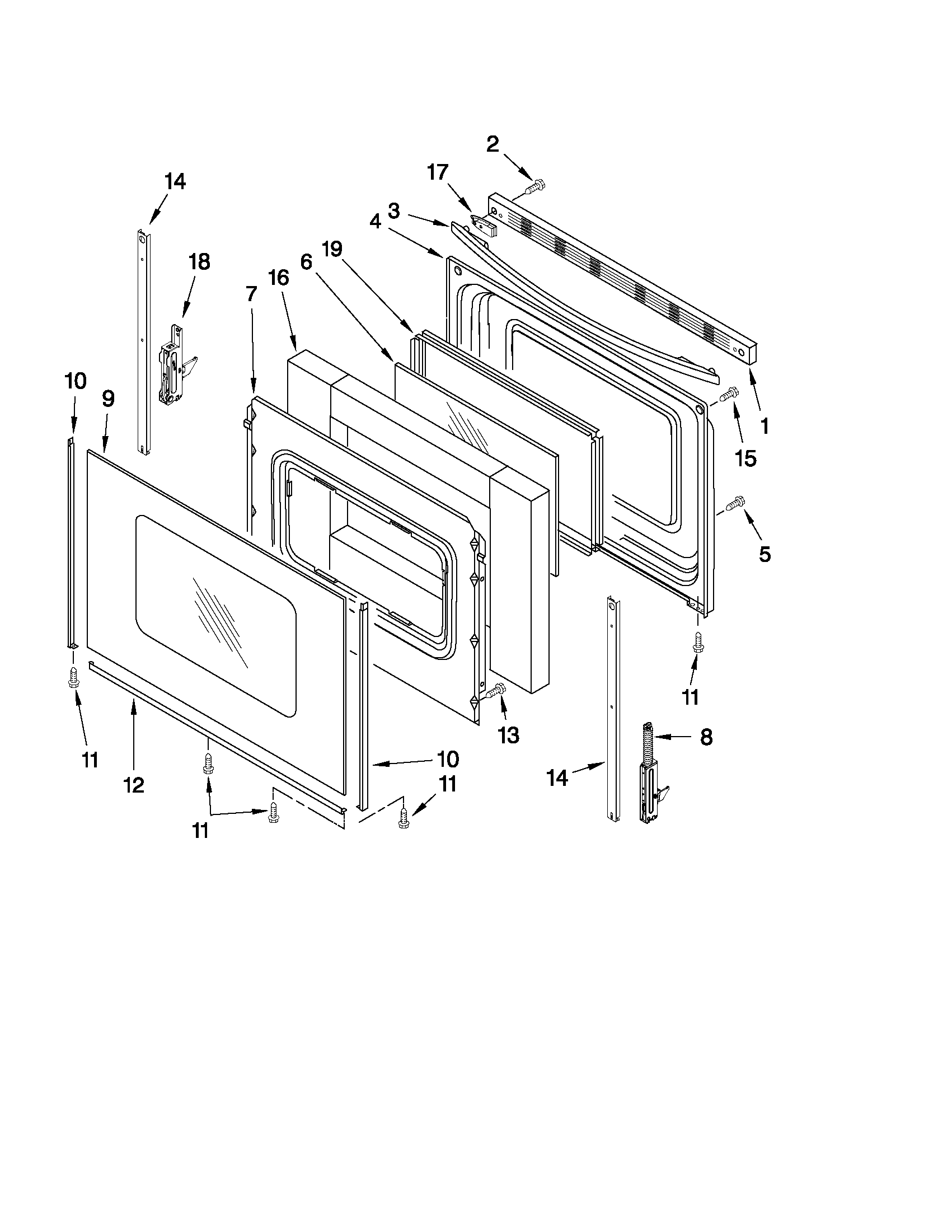 Whirlpool YWFE510S0AS0 door parts diagram