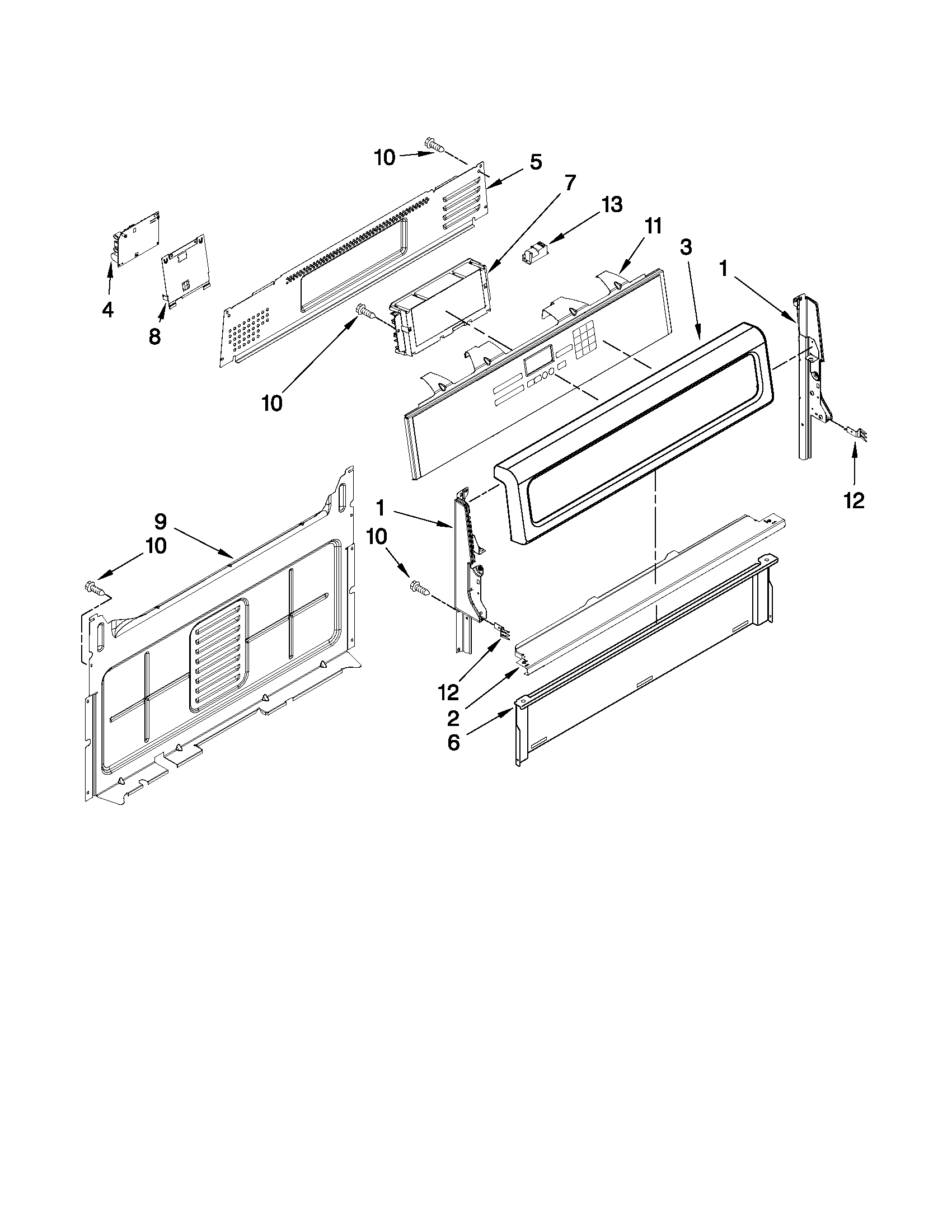 Whirlpool WFG720H0AS0 control panel parts diagram