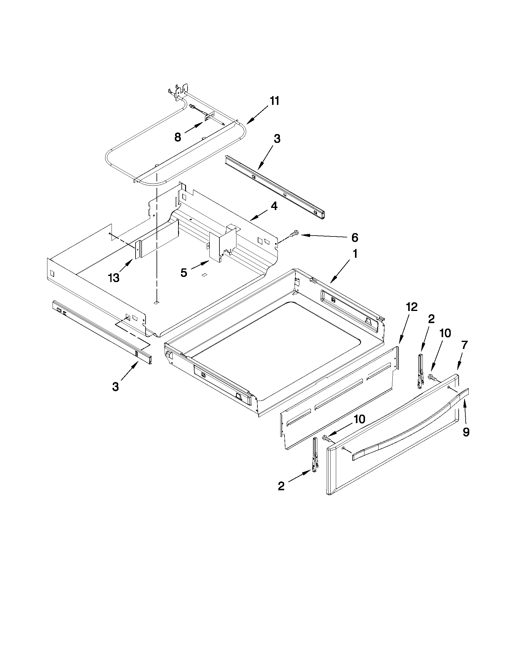 Whirlpool WFG720H0AS0 drawer parts diagram