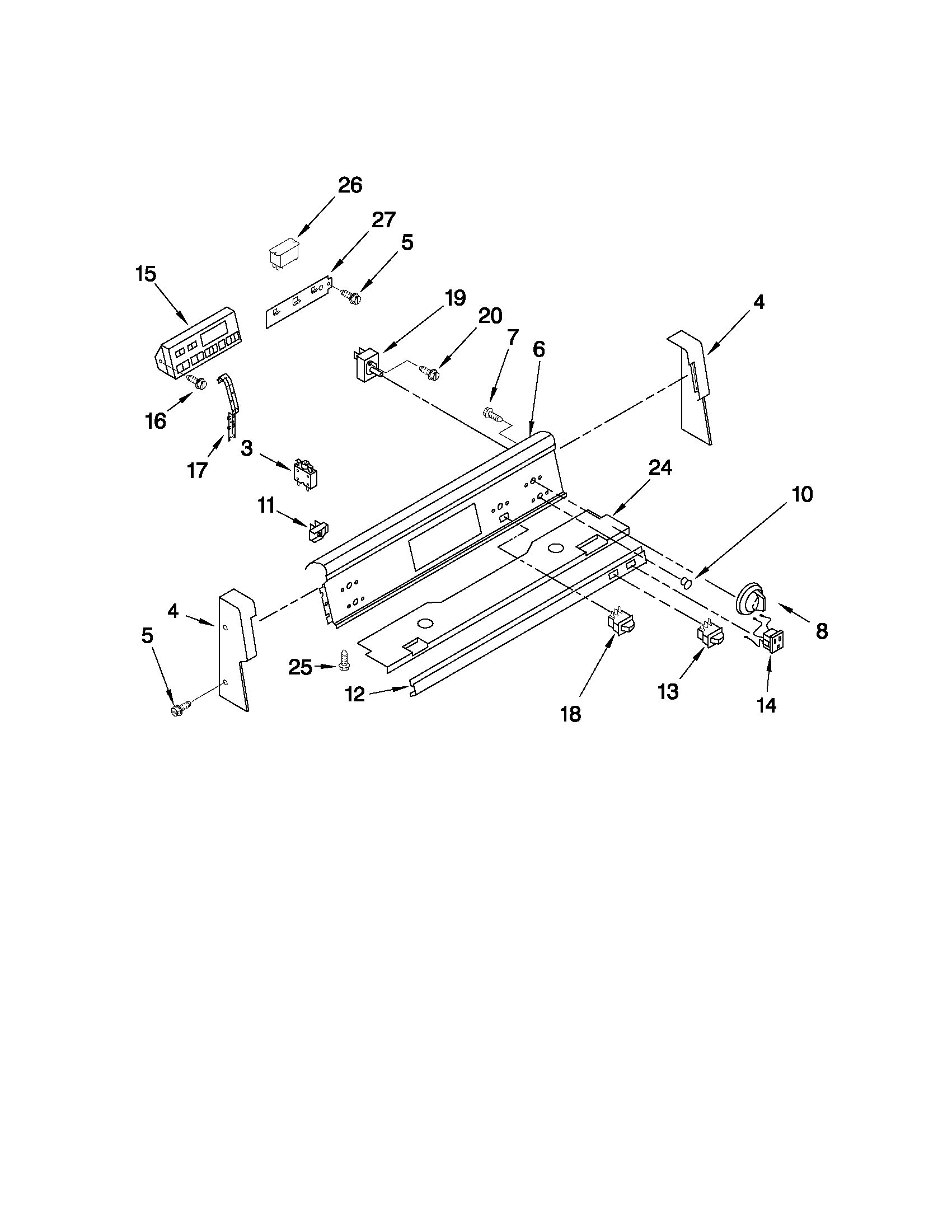 Whirlpool WKP85800 control panel parts diagram