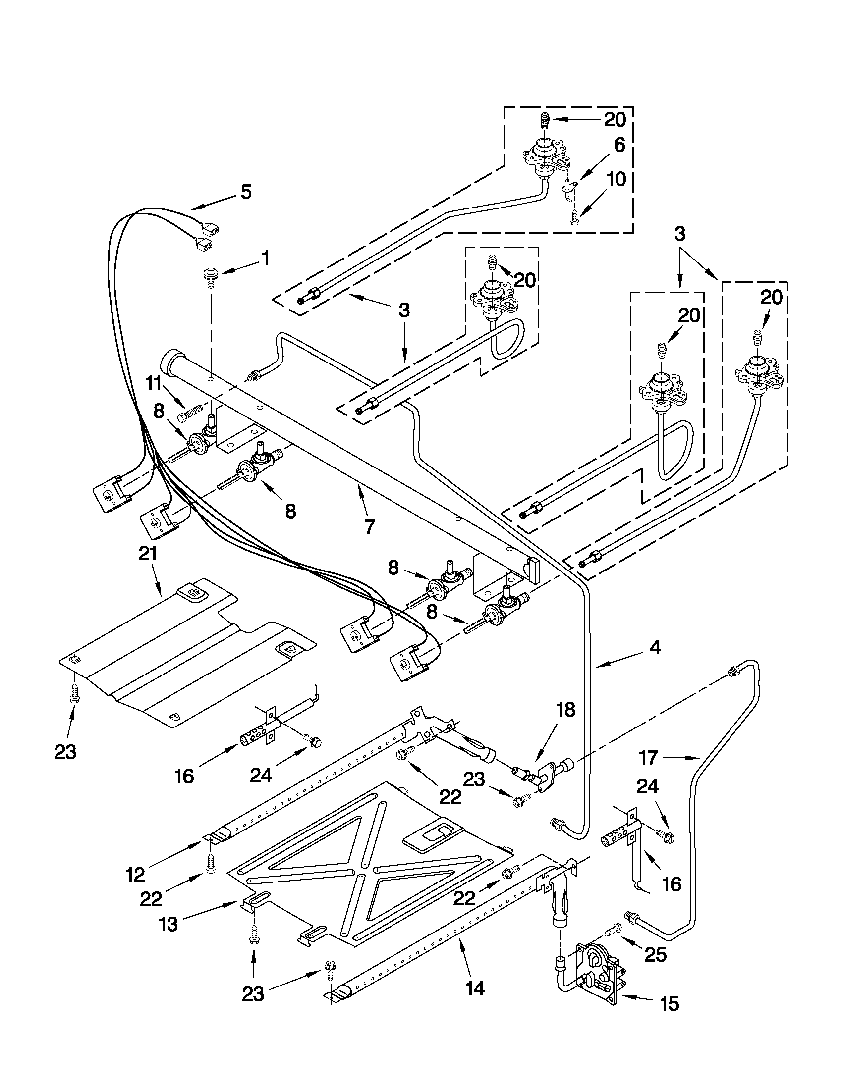 Maytag MGR7662WS0 manifold parts diagram