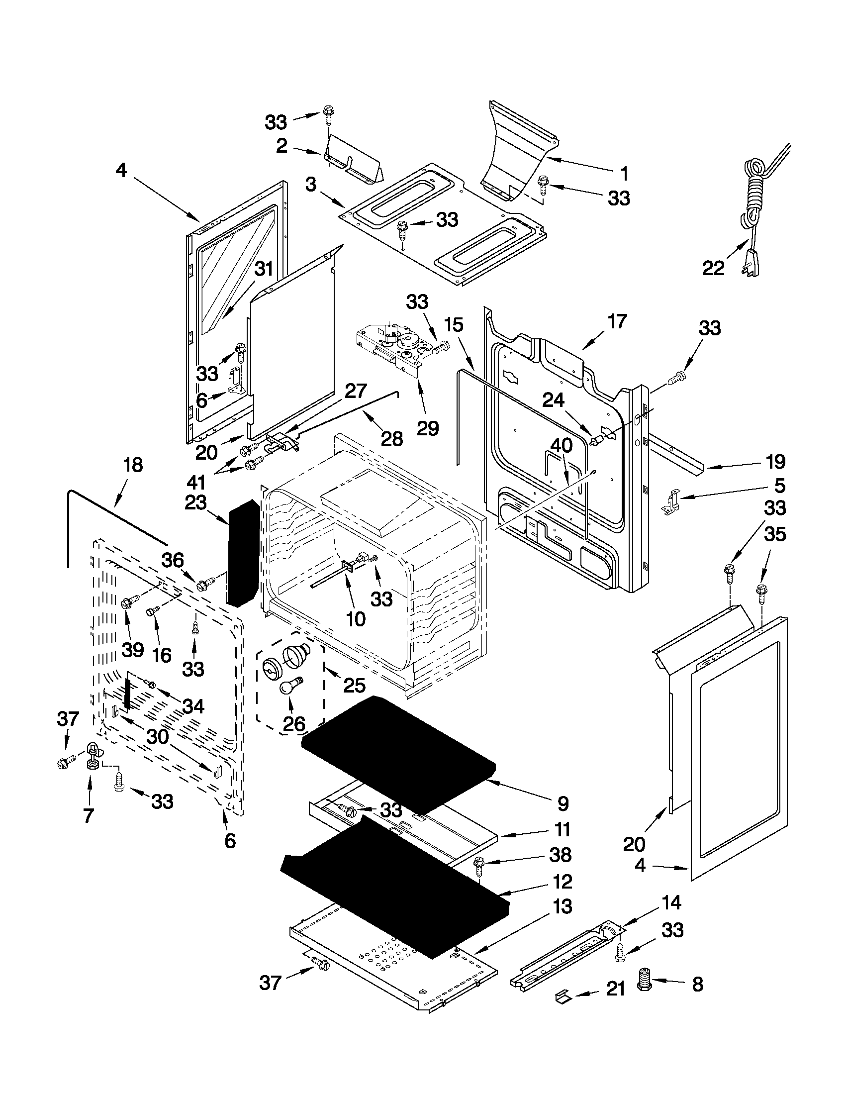 Maytag MGR7662WS0 chassis parts diagram