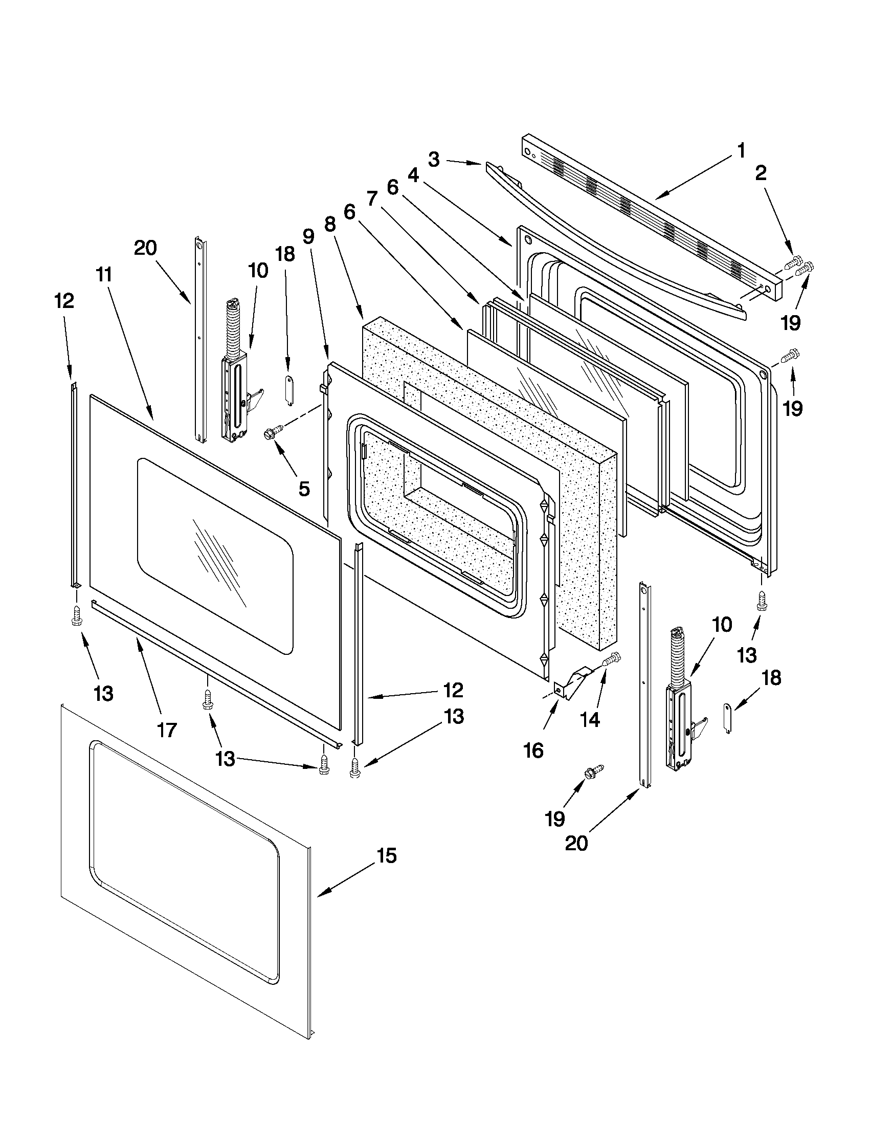 Maytag MGR7662WS0 door parts diagram