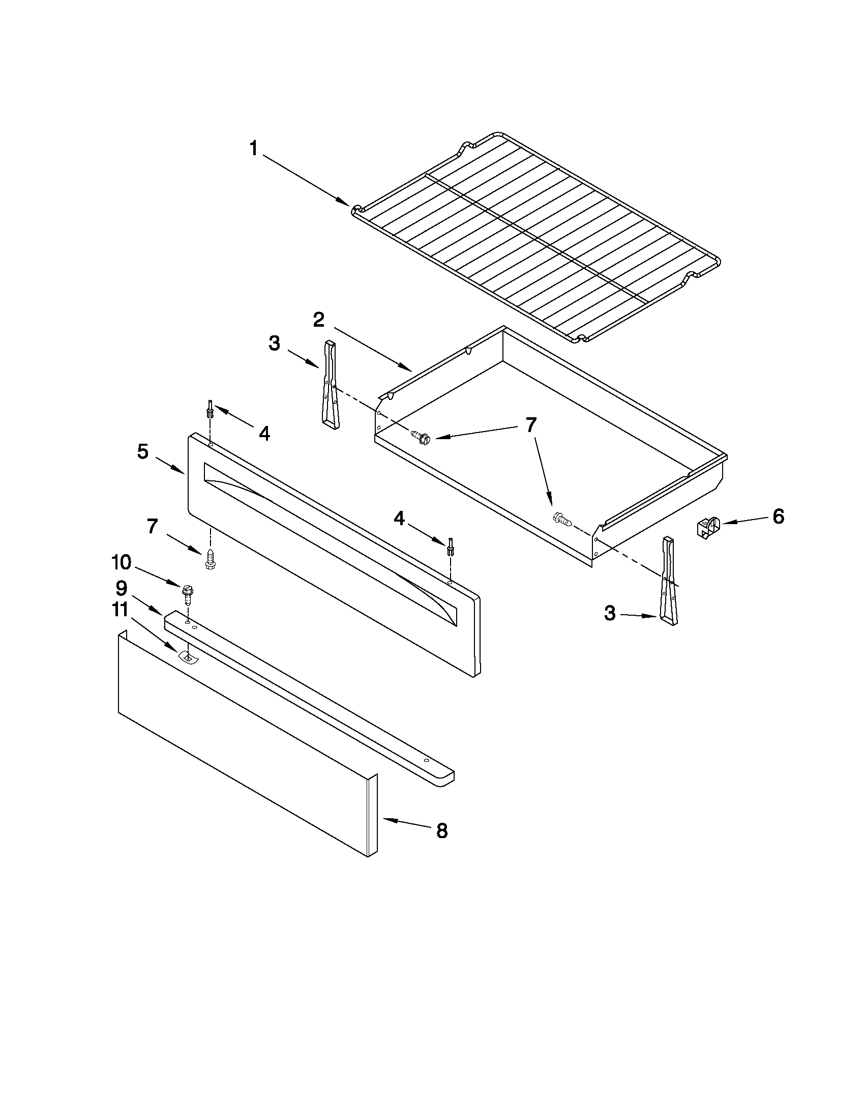 Maytag MGR7662WS0 drawer & broiler parts diagram