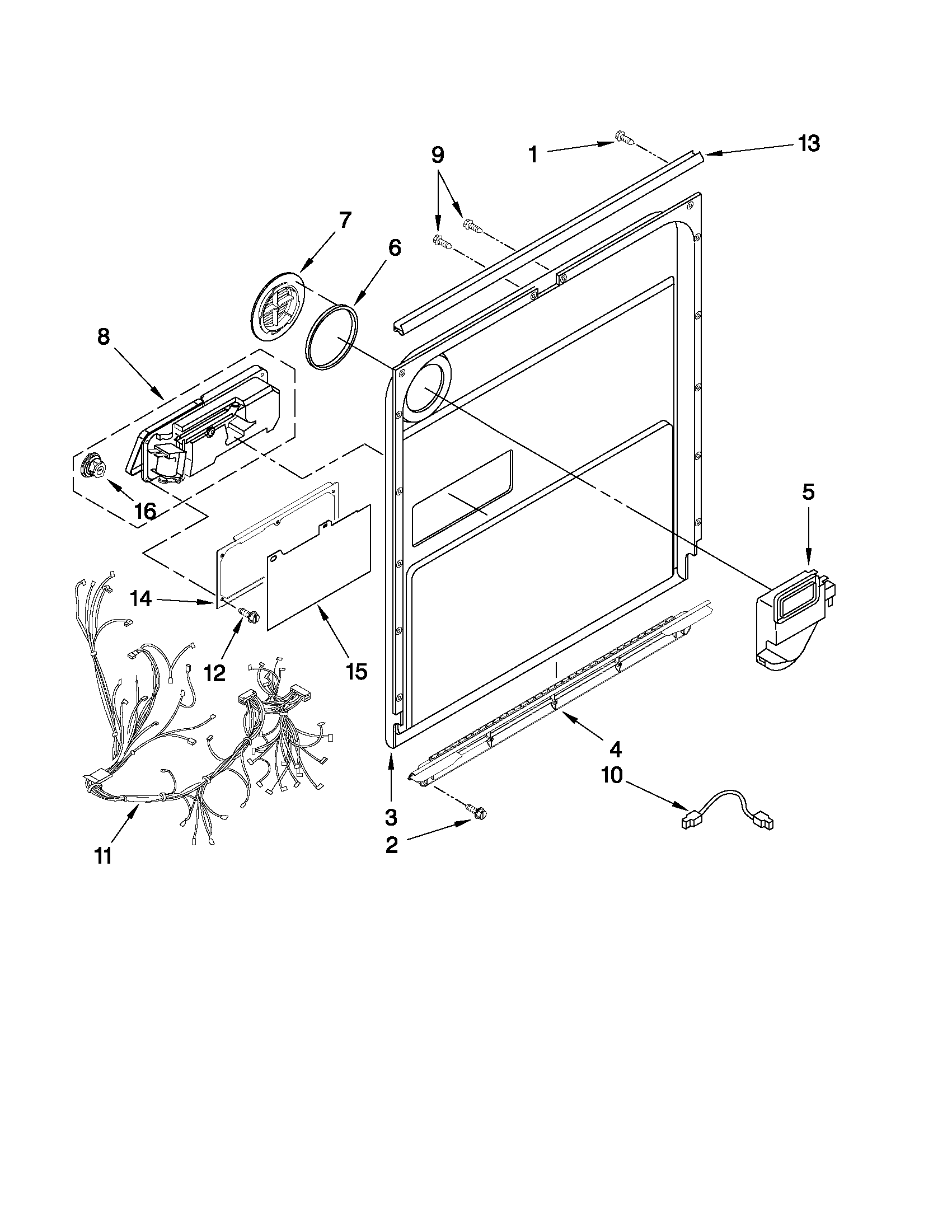 Jenn-Air JDB3600AWS2 inner door parts diagram