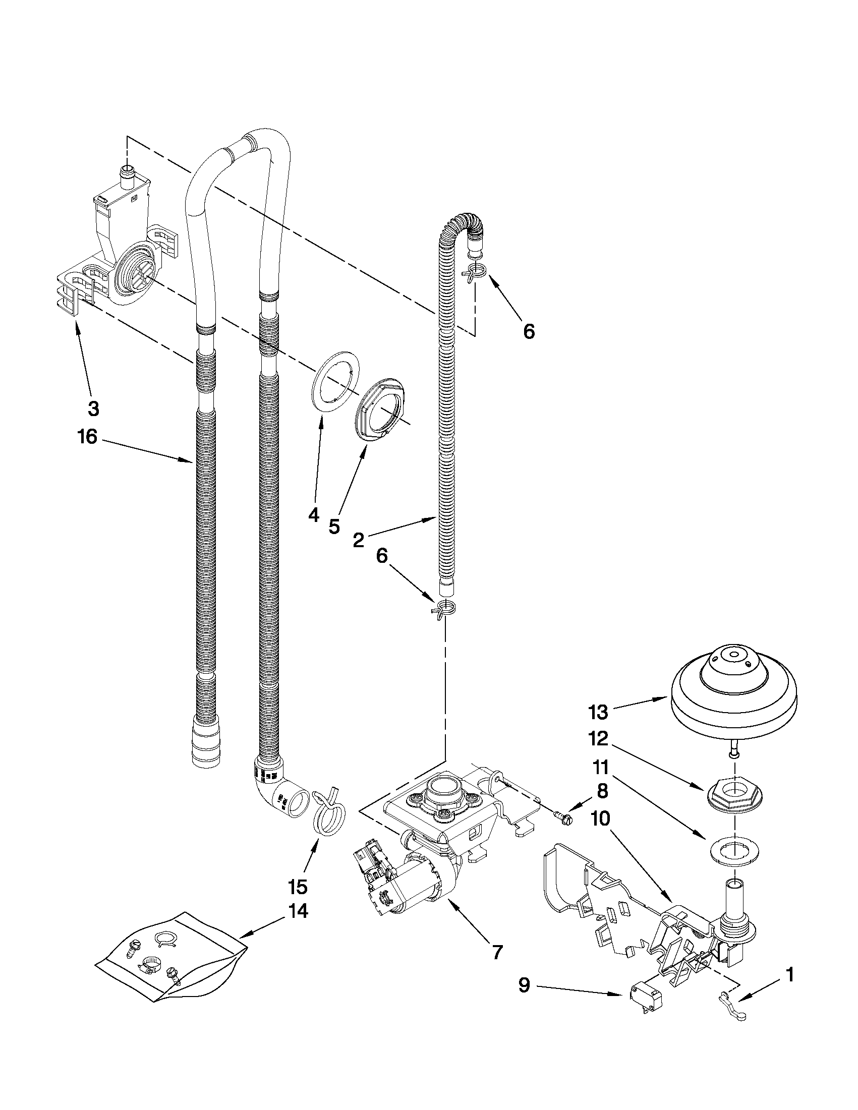 Jenn-Air JDB3600AWS2 fill and overfill parts diagram