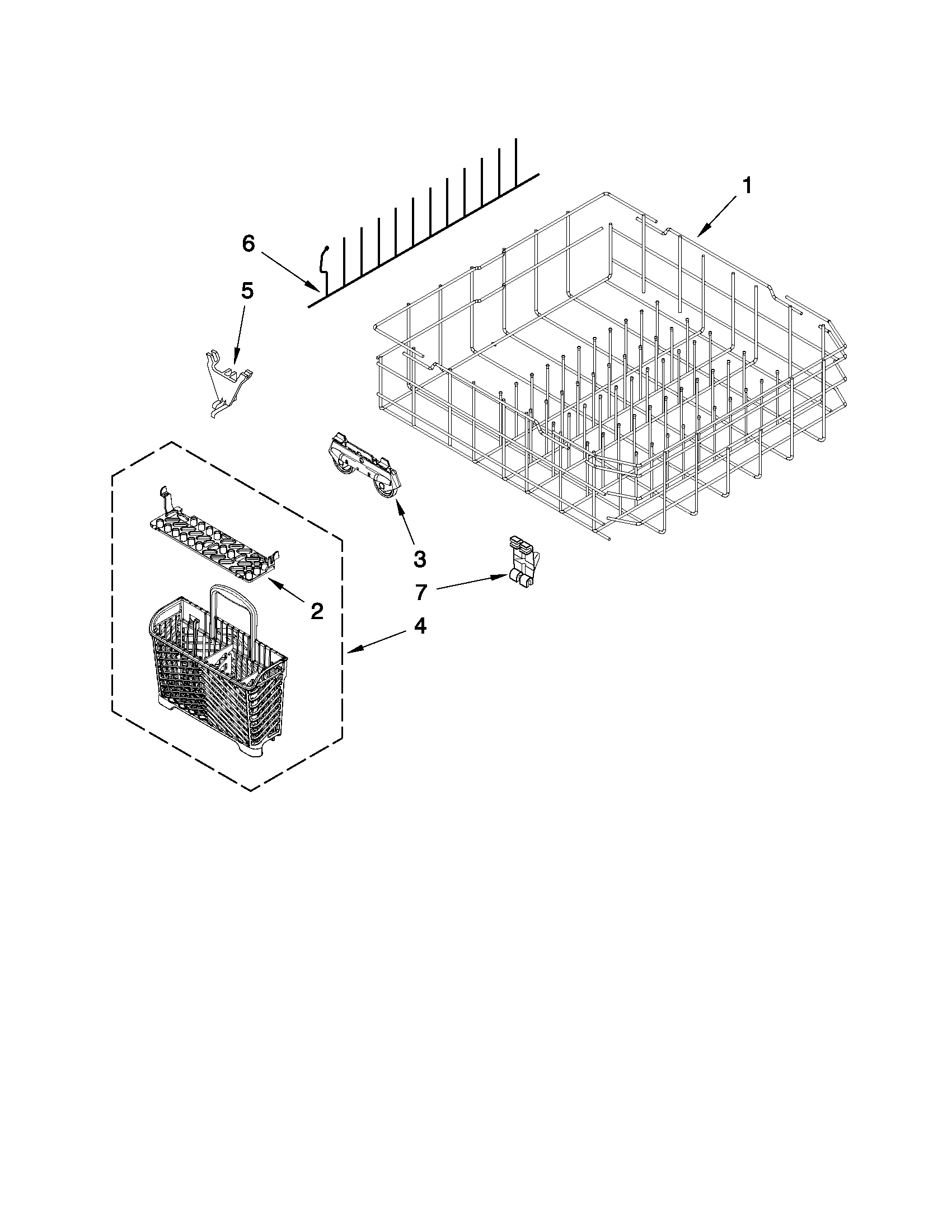 Jenn-Air JDB3600AWS2 lower rack parts diagram