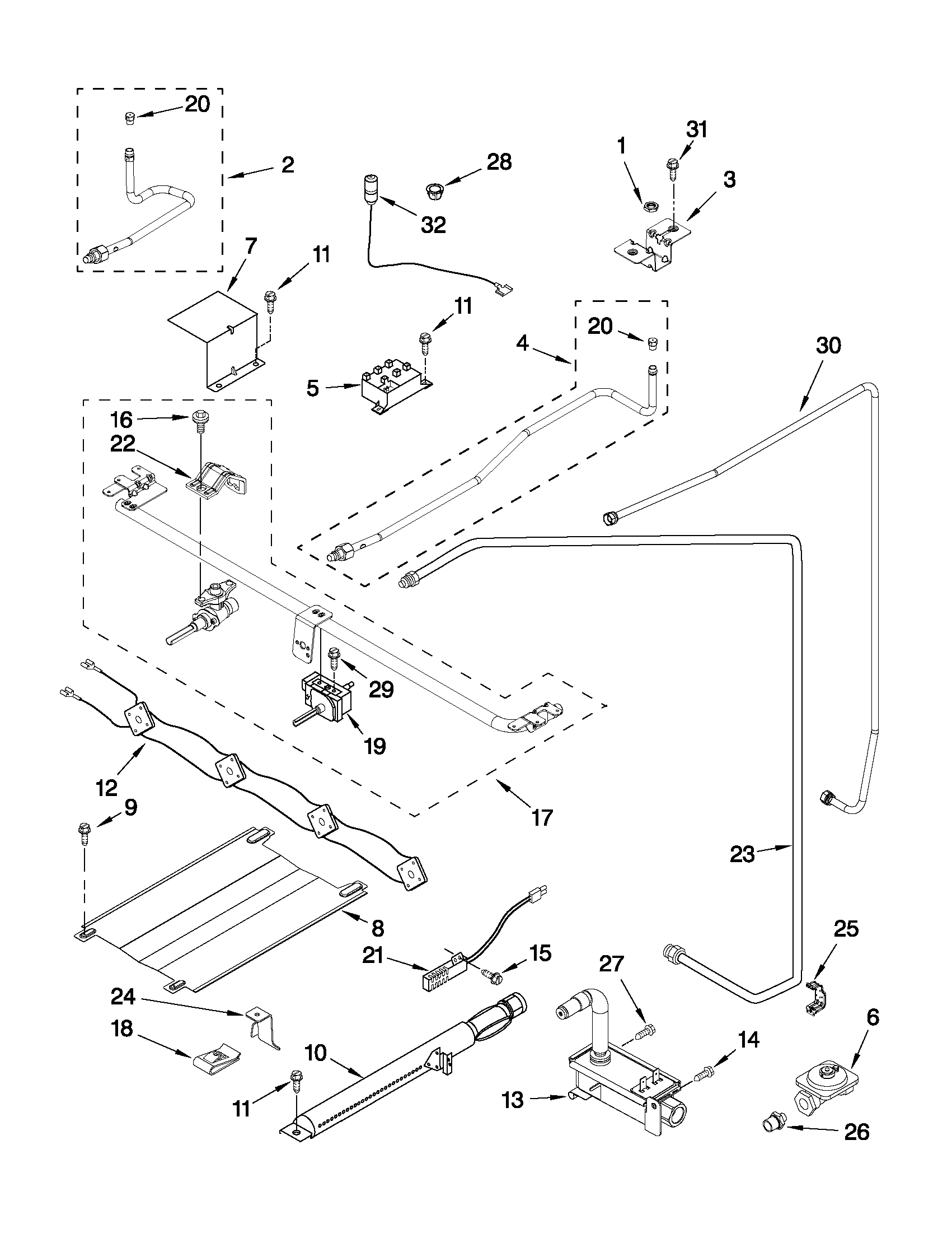 Amana AGG222VDW1 manifold parts diagram