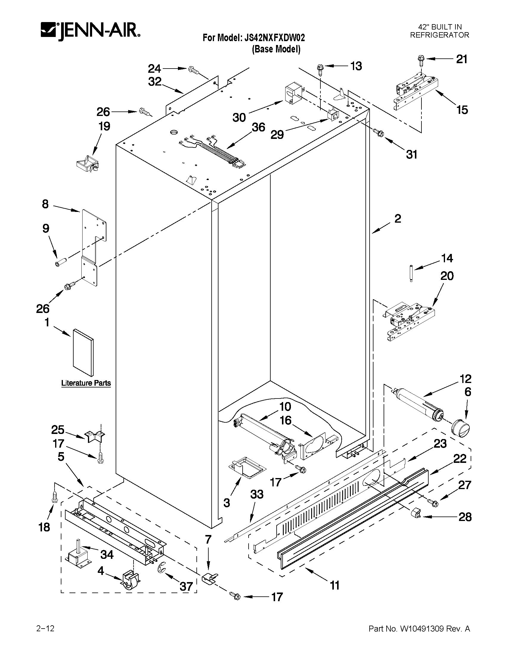 Jenn-Air JS42NXFXDW02 cabinet parts diagram