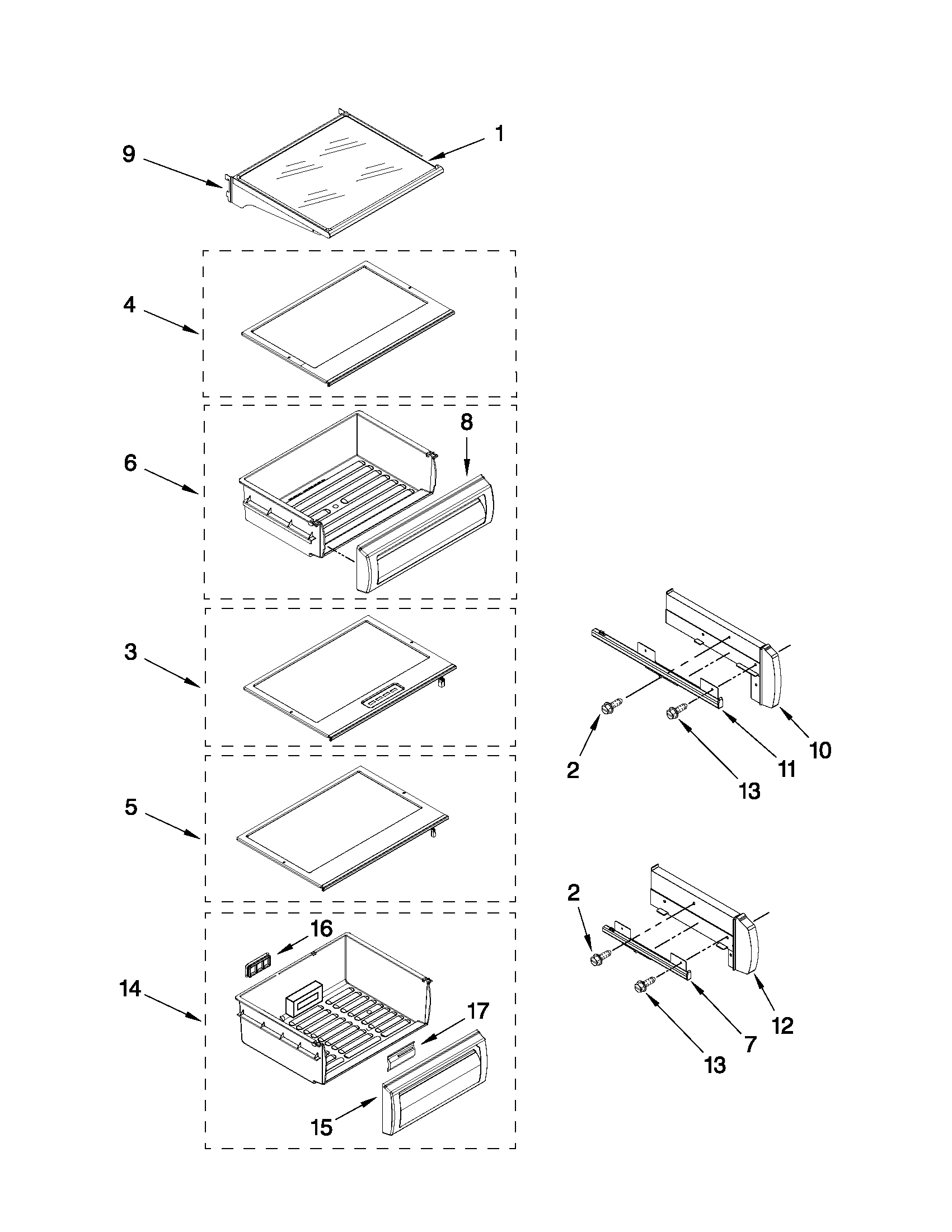 Jenn-Air JS42NXFXDW02 refrigerator shelf parts diagram